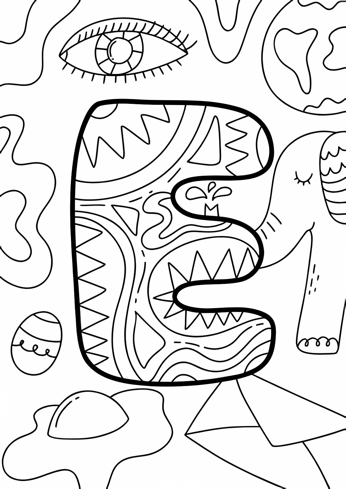 Lettre illustrée pour enfants — Coloriage à imprimer gratuit