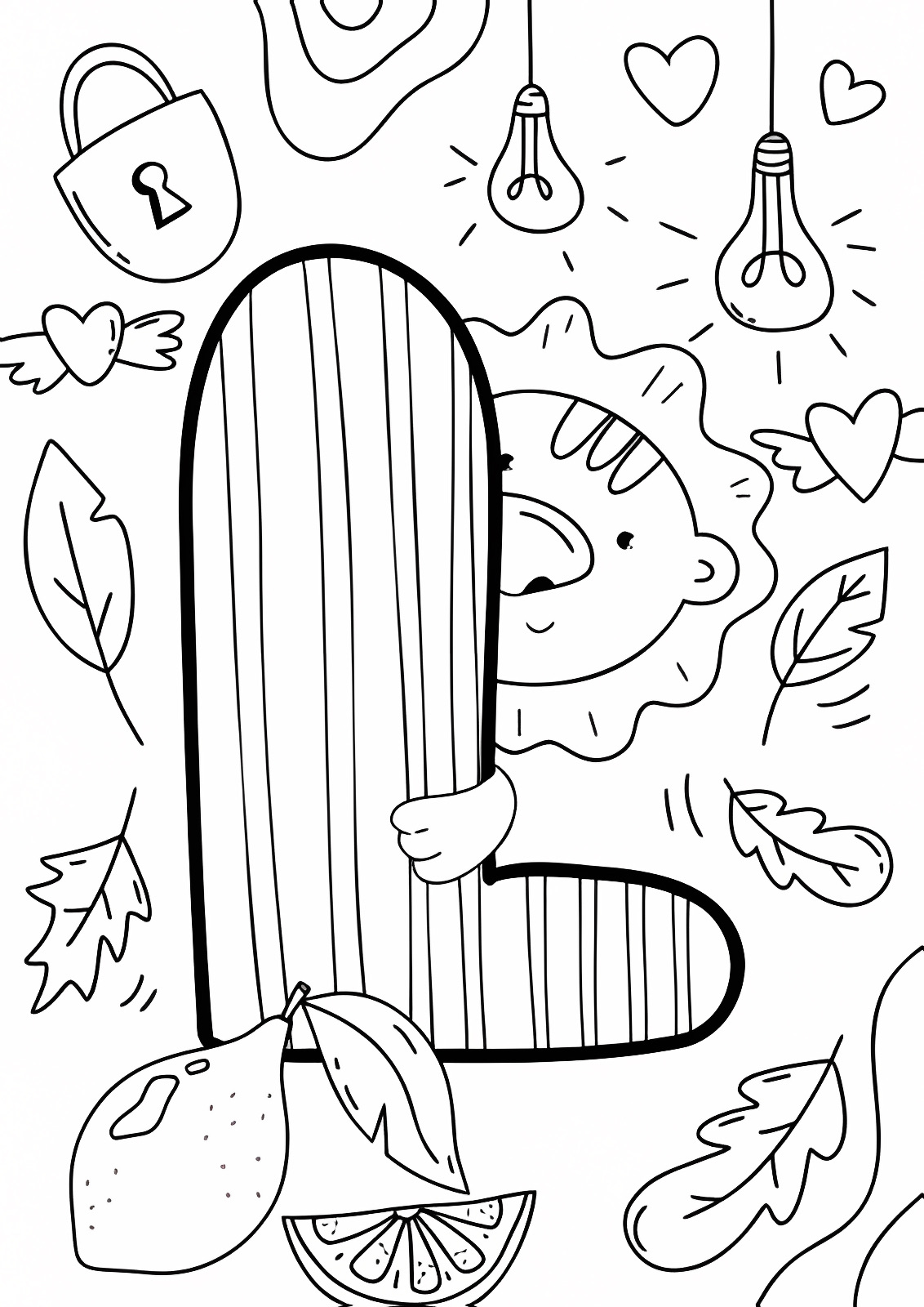 Lettre décorée à peindre — Coloriage à imprimer gratuit