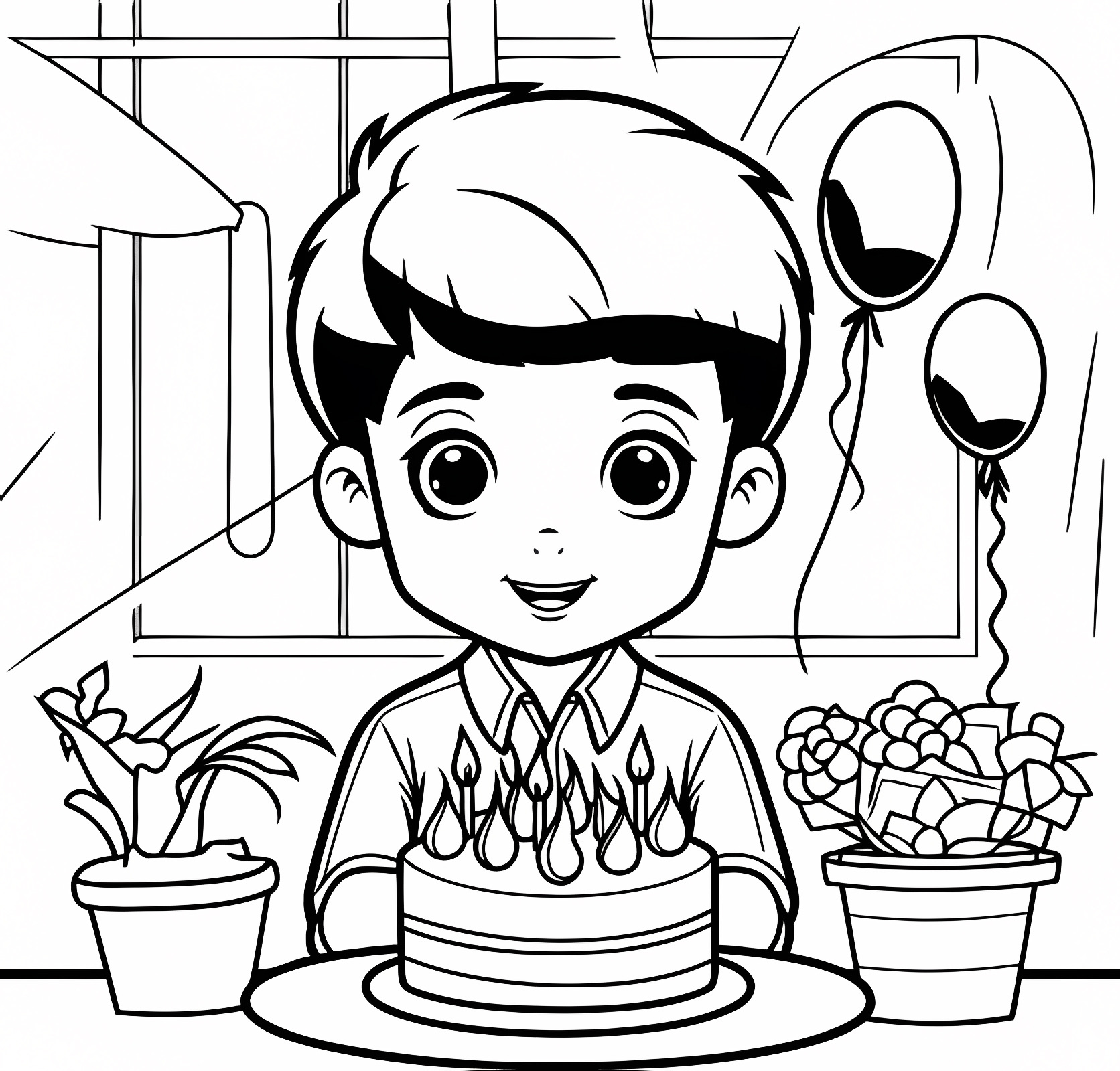 Gâteau d'anniversaire — Coloriage à imprimer gratuit