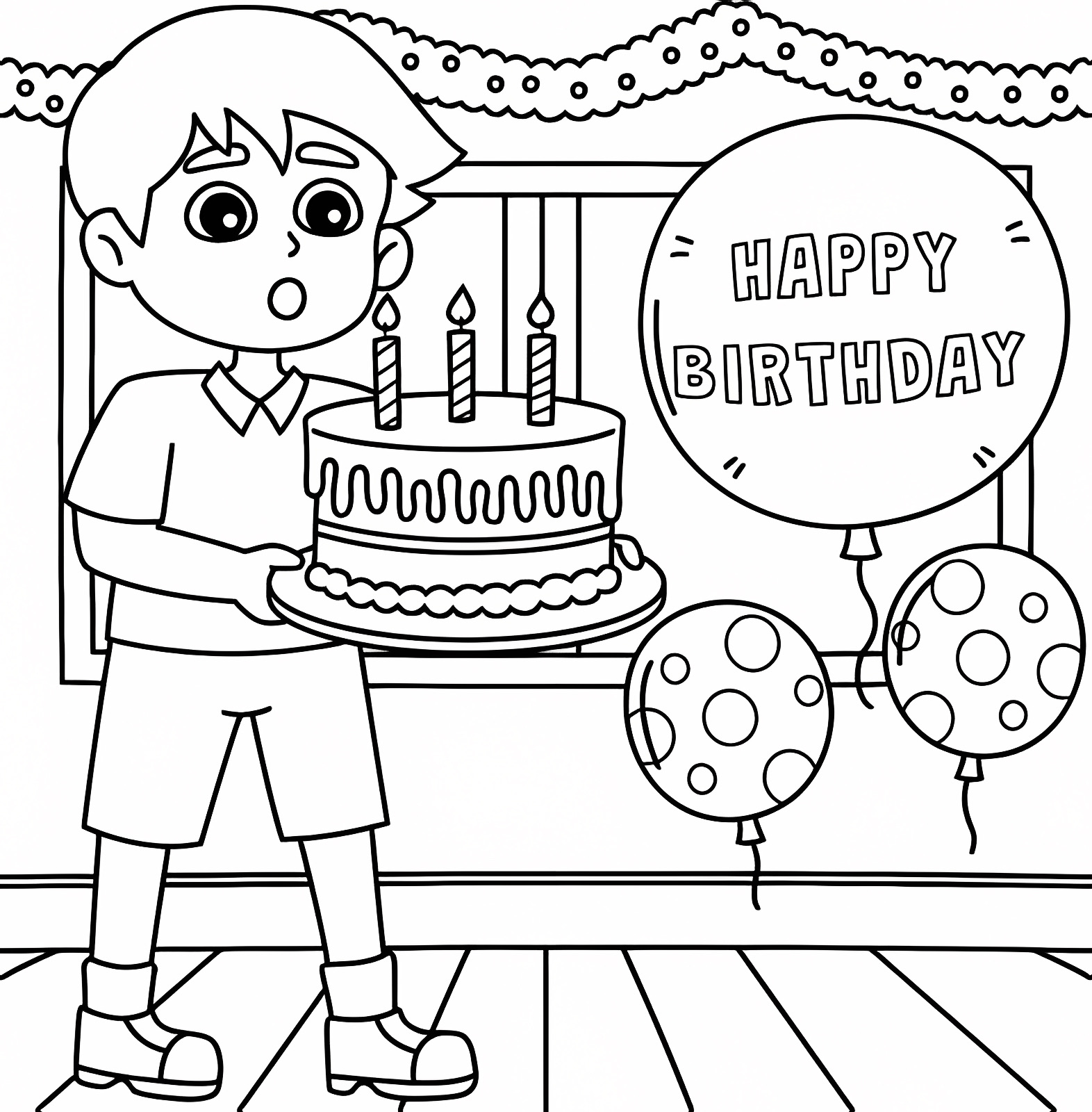 Birthday gifts — Free printable coloring page