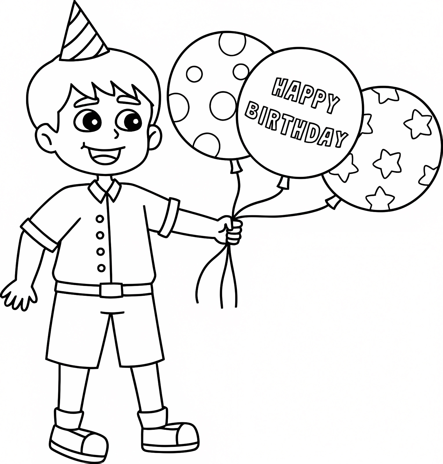 Birthday party — Free printable coloring page