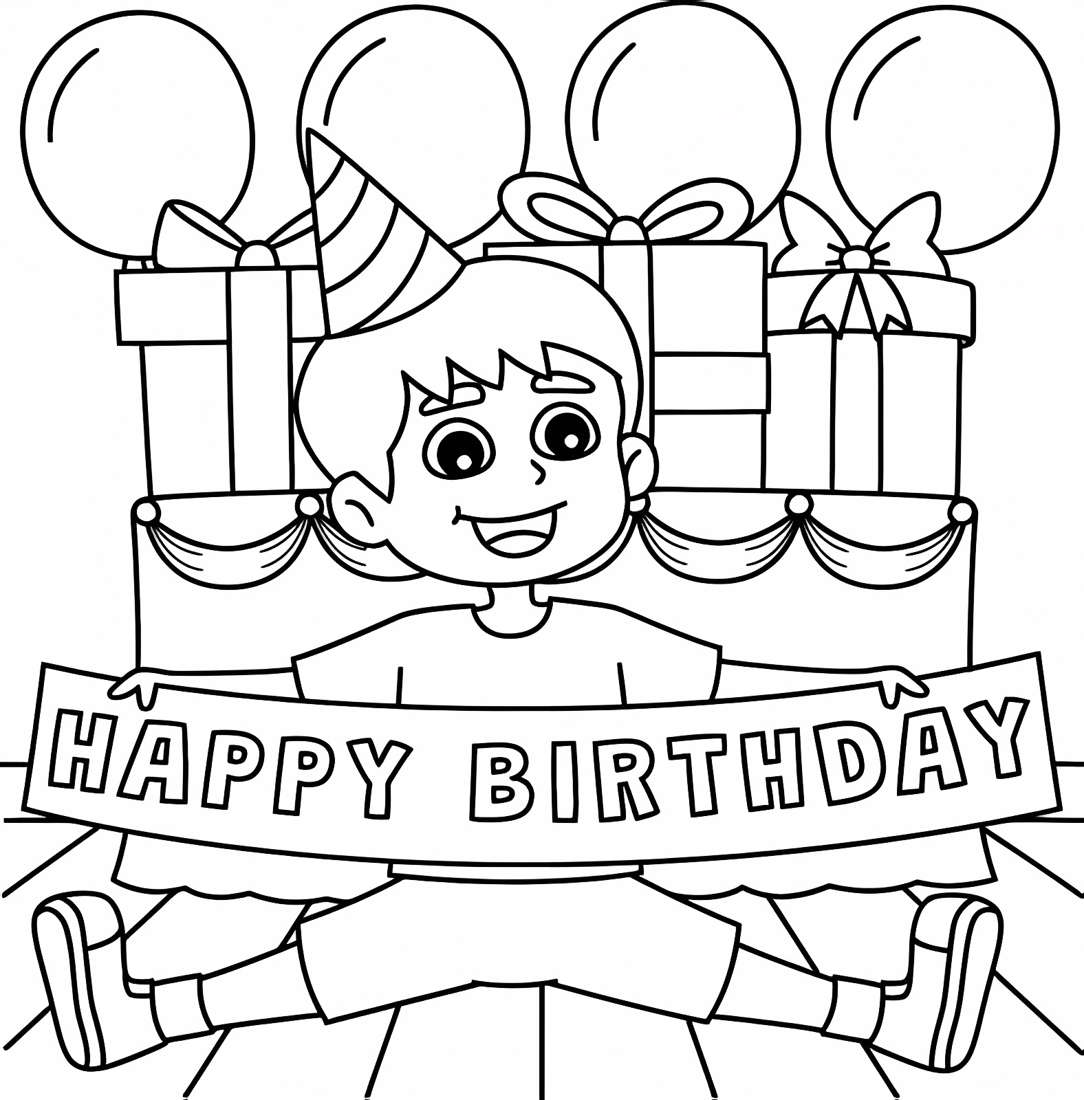 Birthday card — Free printable coloring page