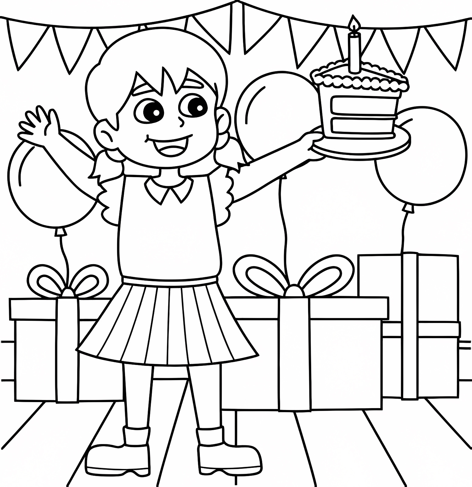 Surprise d'anniversaire — Coloriage à imprimer gratuit