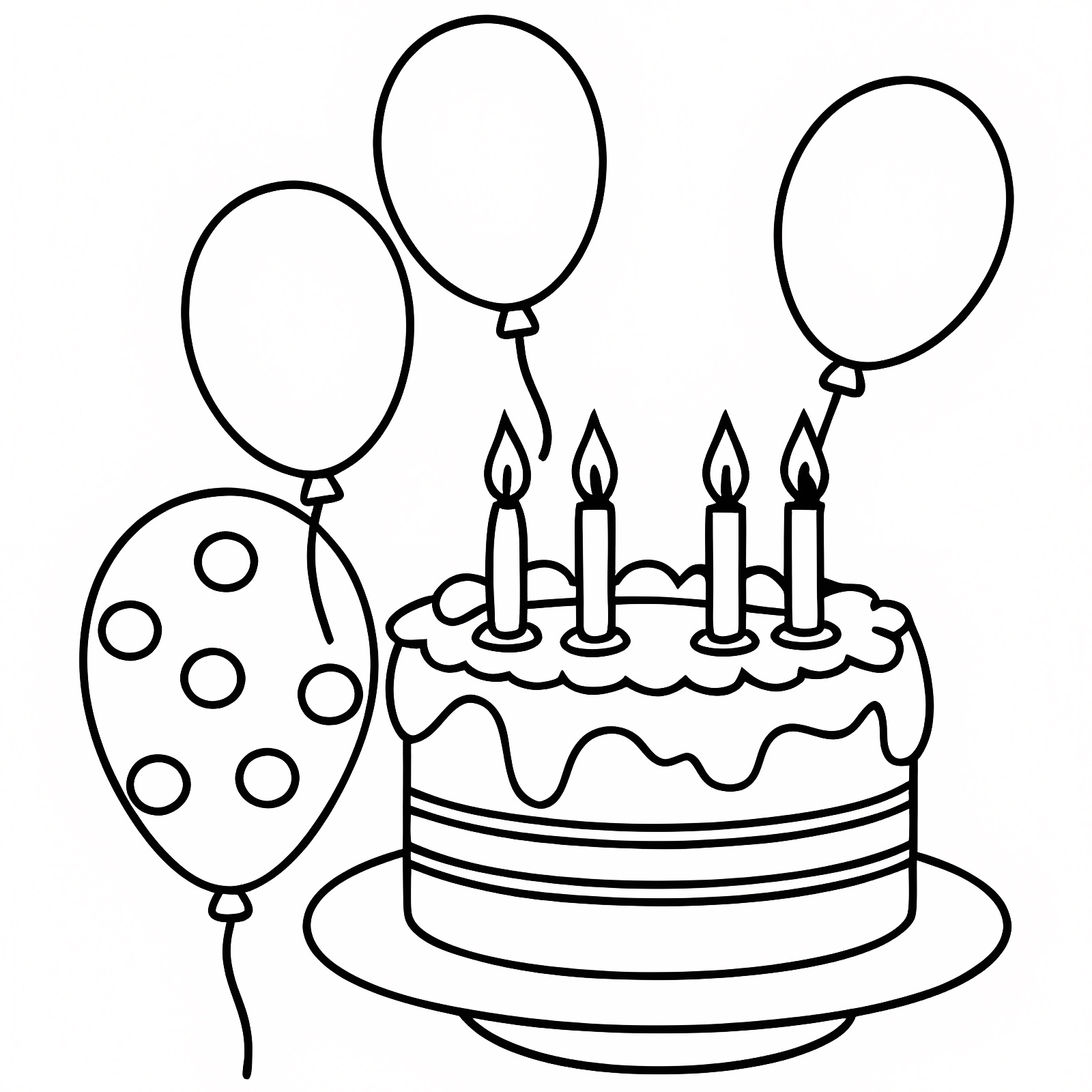 Birthday party — Free printable coloring page