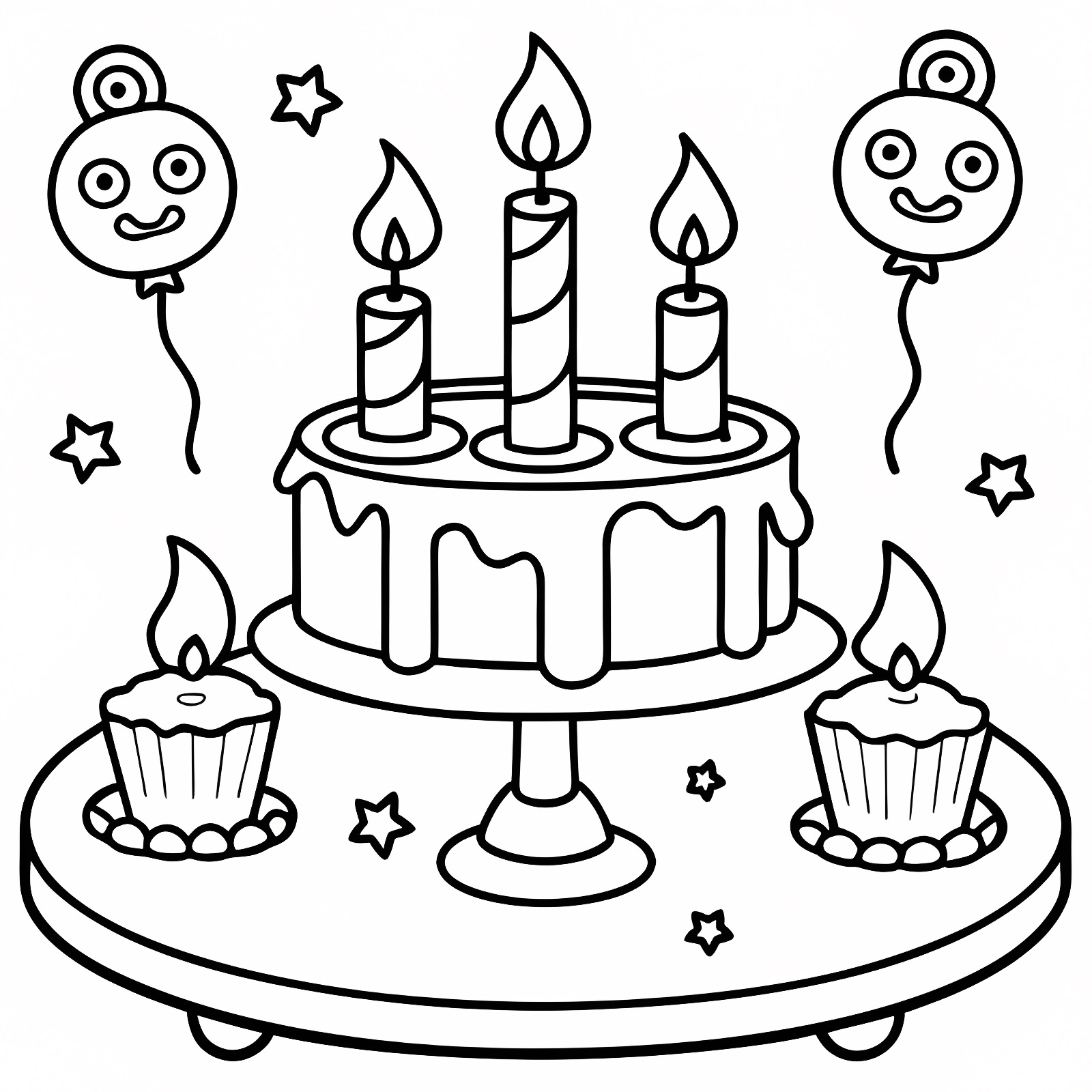 Gâteau aux bougies — Coloriage à imprimer gratuit