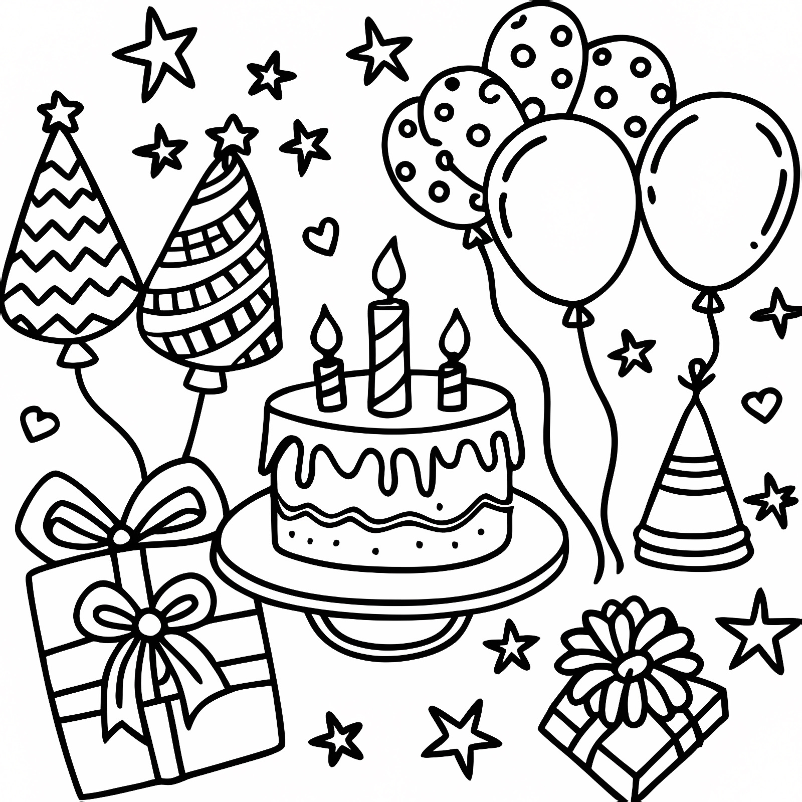 Gâteau d'anniversaire — Coloriage à imprimer gratuit