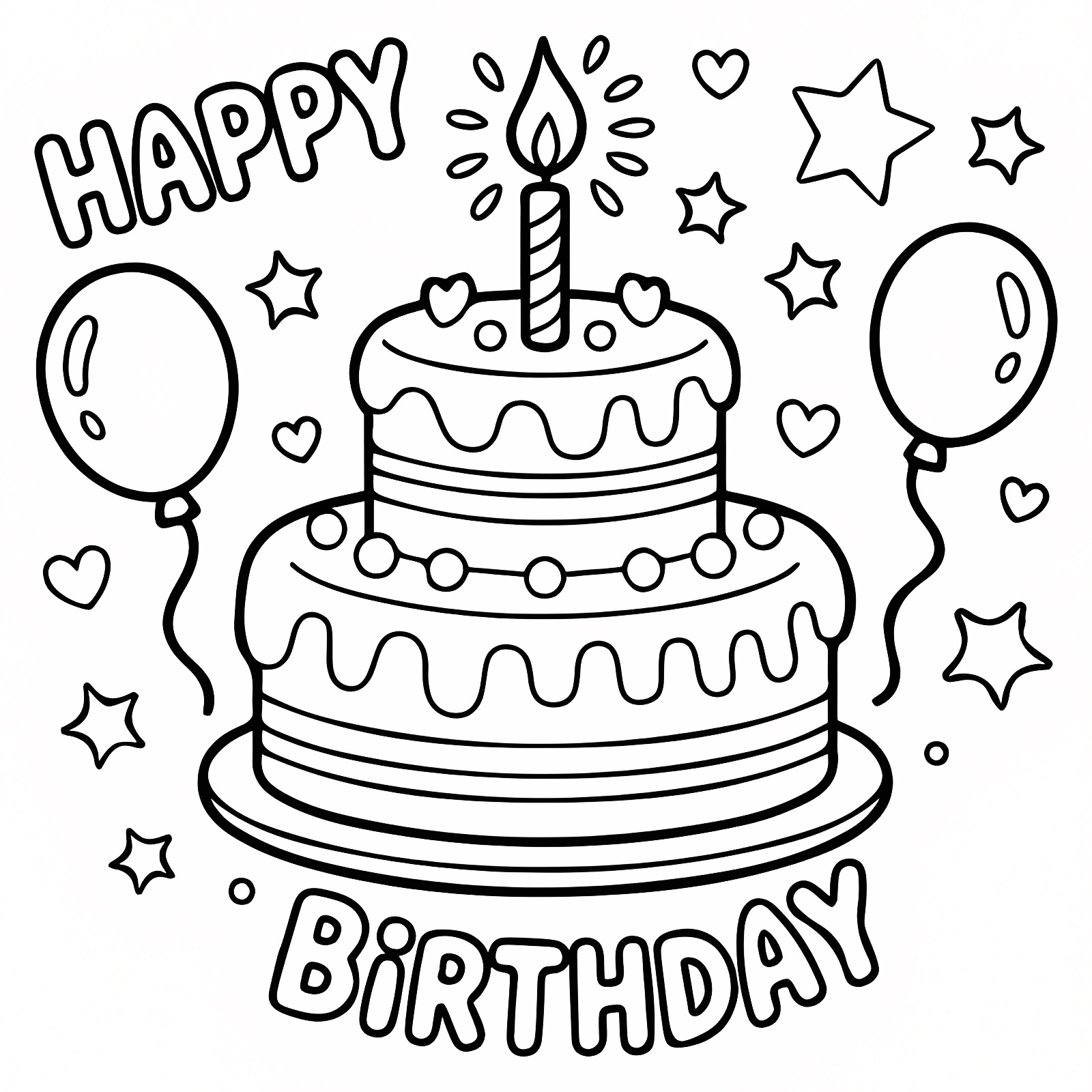 Birthday gifts — Free printable coloring page