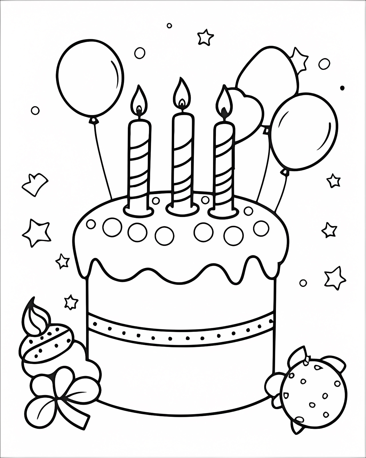 Gâteau aux bougies — Coloriage à imprimer gratuit