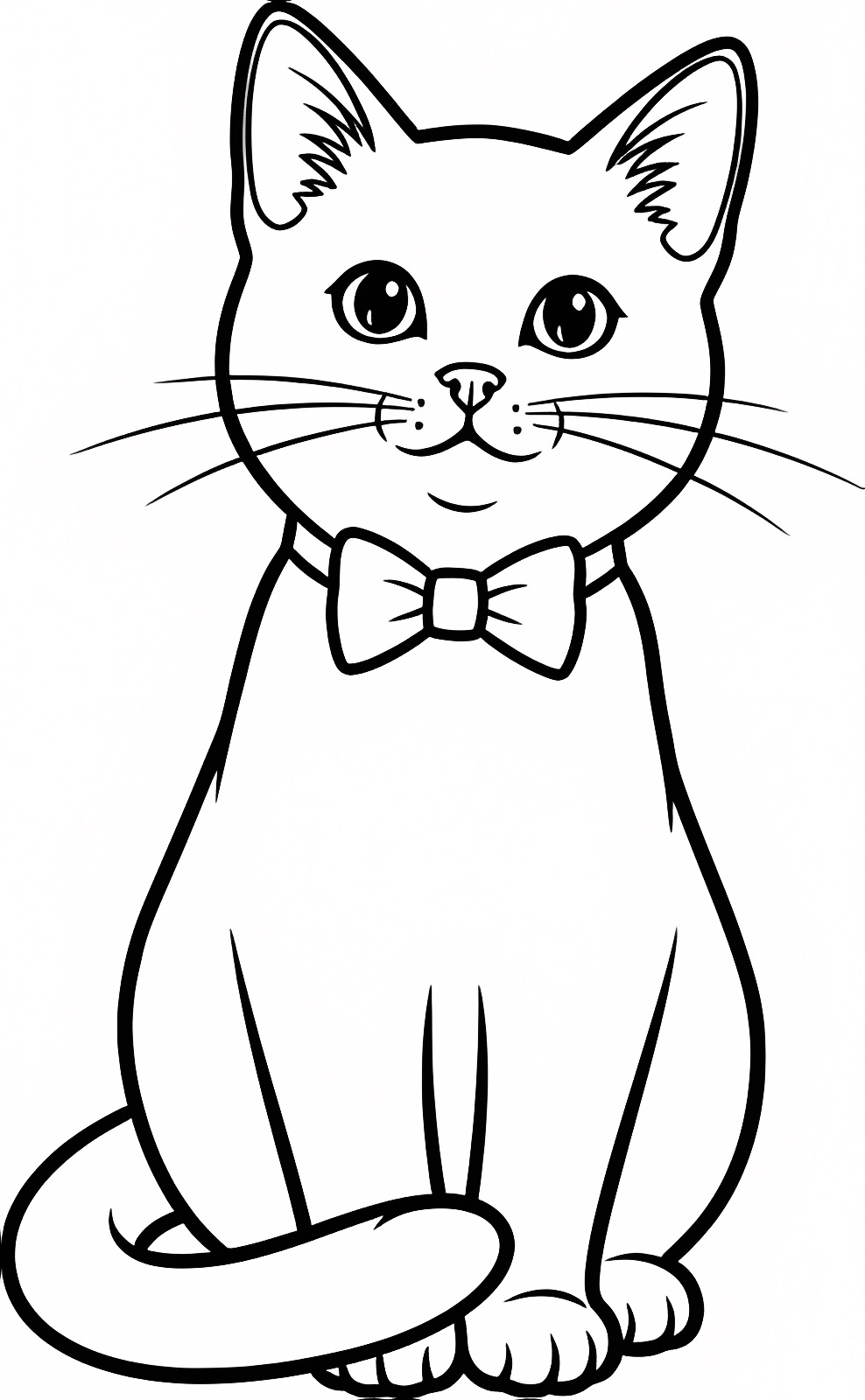 Chaton avec nœud papillon — Coloriage à imprimer gratuit