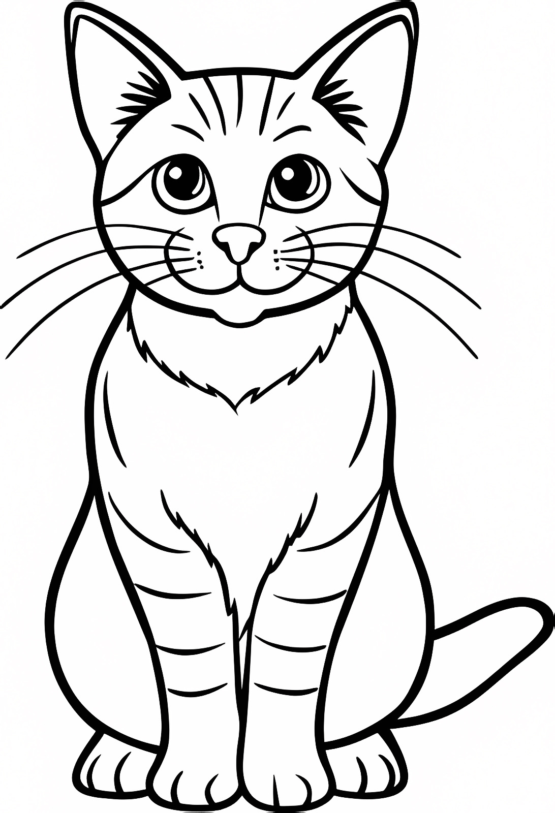 Chat rayé assis — Coloriage à imprimer gratuit