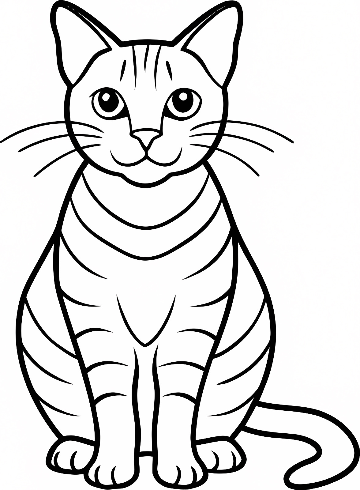 Chat assis sur le sol — Coloriage à imprimer gratuit