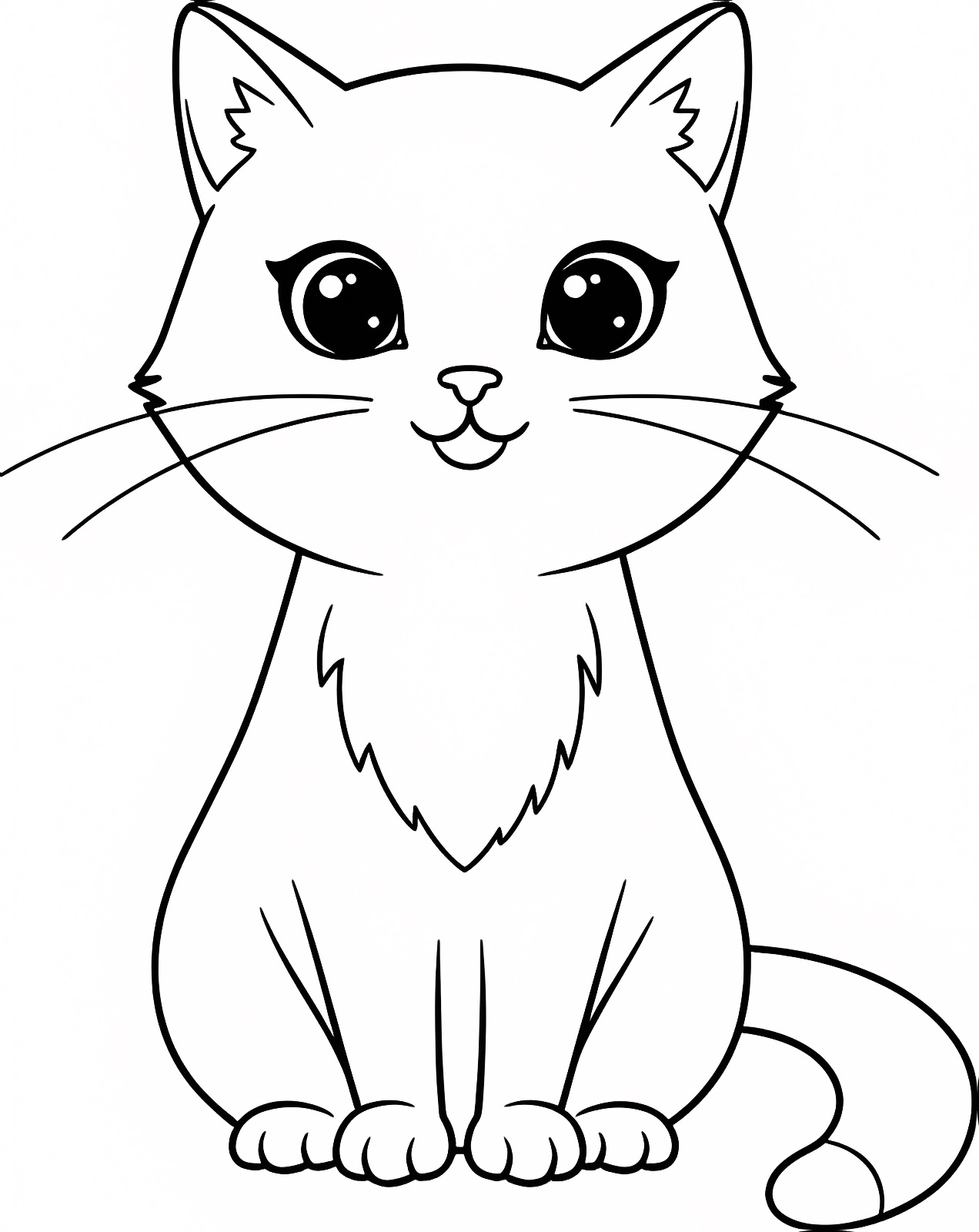 Chat adorable au trait — Coloriage à imprimer gratuit