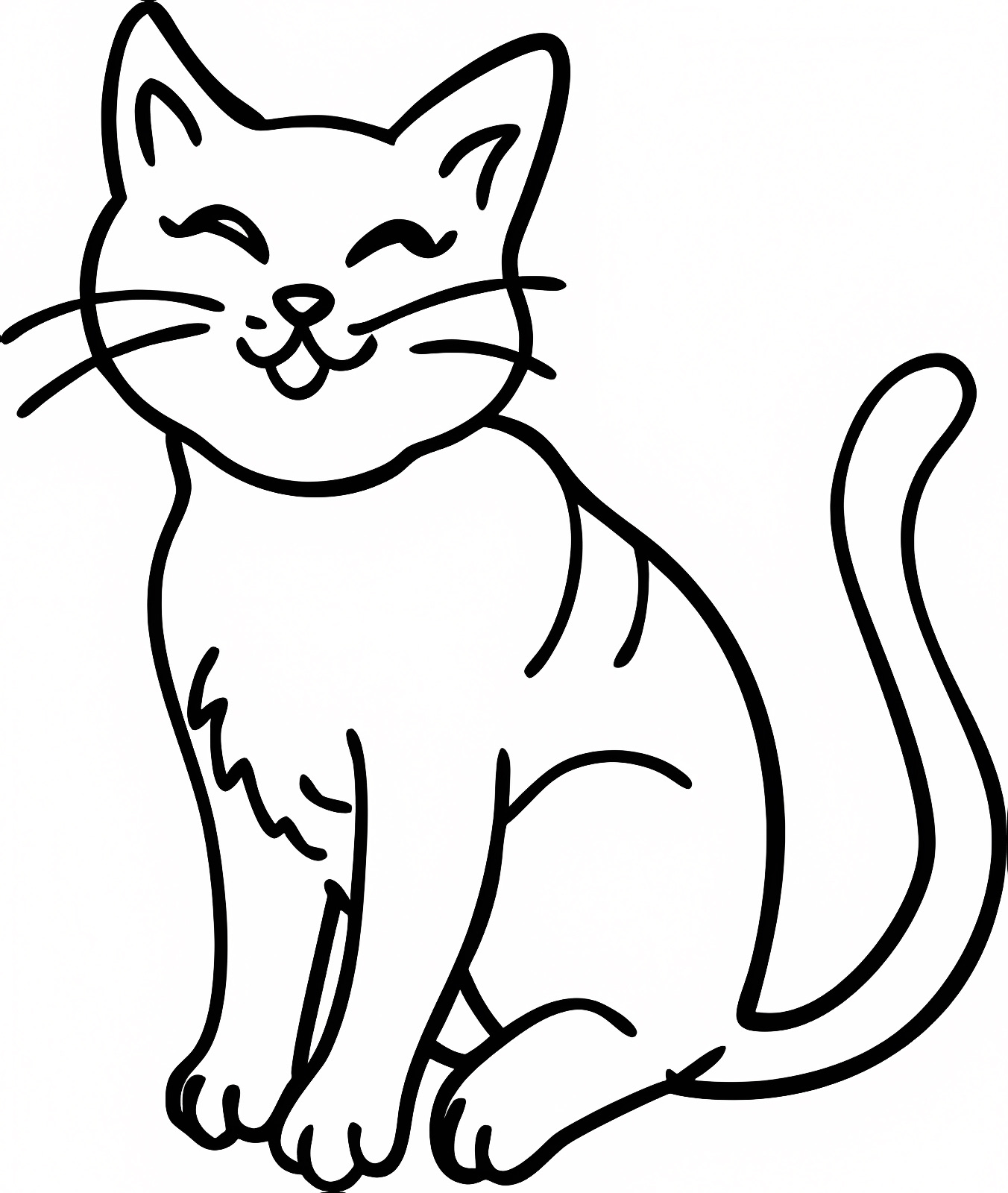 Chat souriant — Coloriage à imprimer gratuit