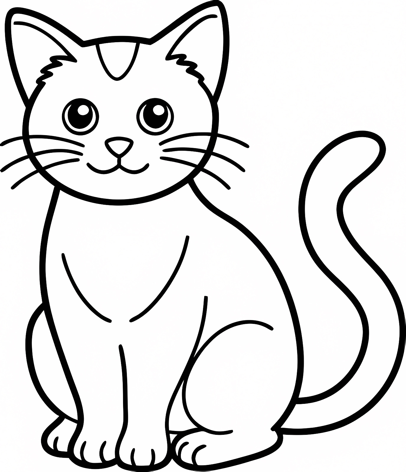 Chat adorable aux grands yeux — Coloriage à imprimer gratuit