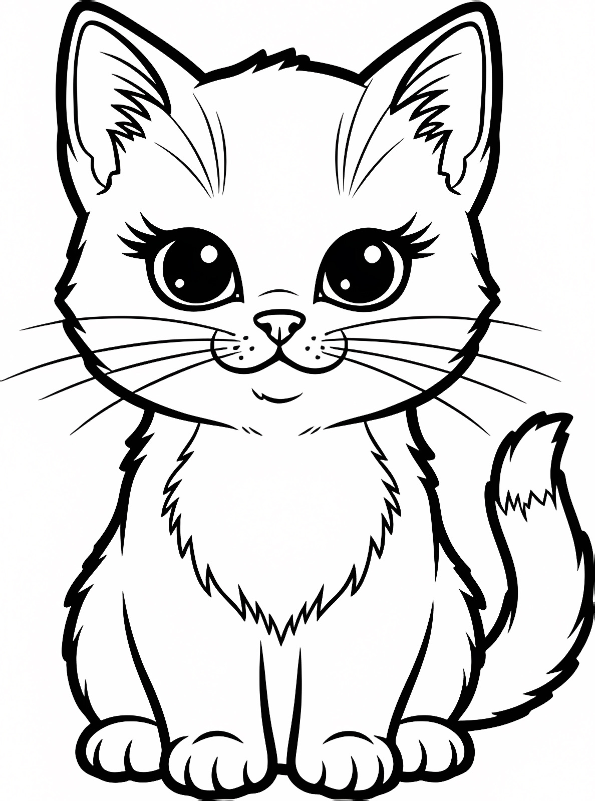 Chaton aux gros yeux — Coloriage à imprimer gratuit