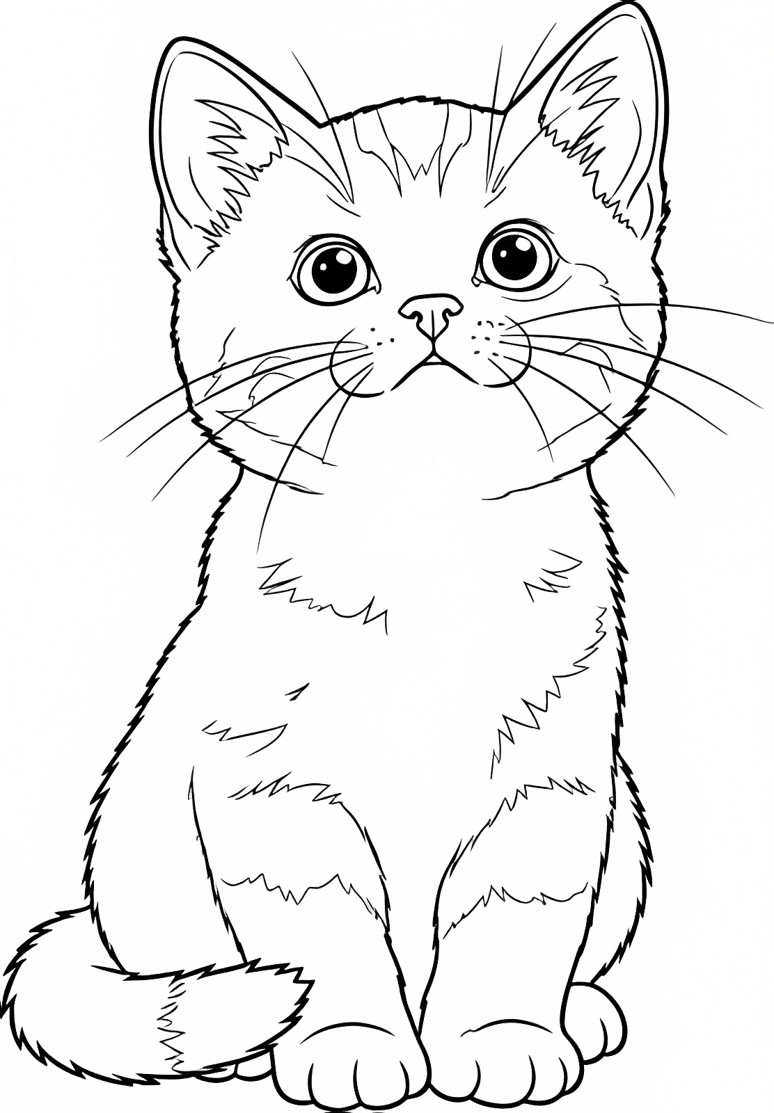 Chaton espiègle dessiné à la main — Coloriage à imprimer gratuit
