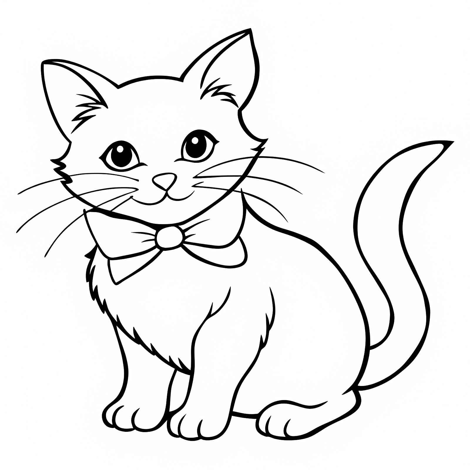 Chaton avec un arc — Coloriage à imprimer gratuit