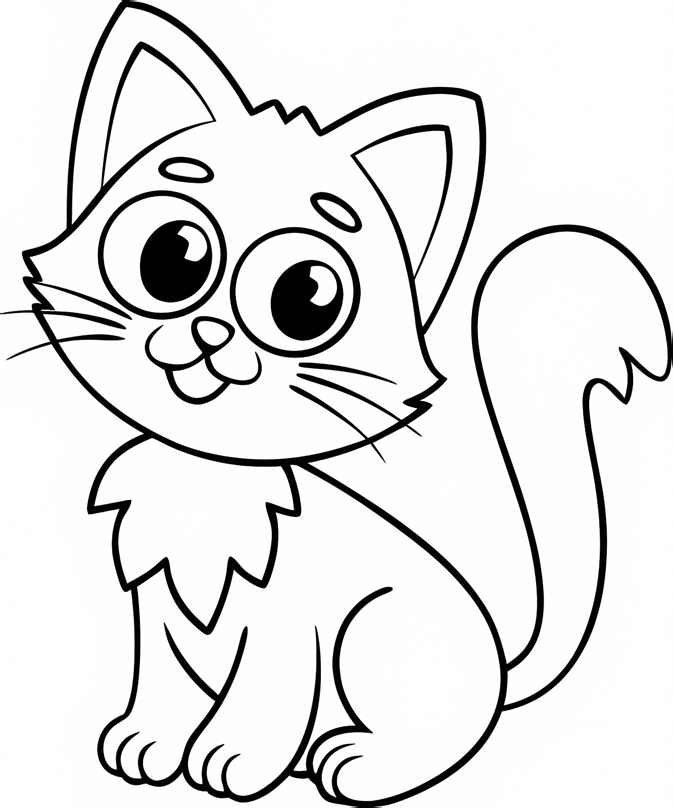 Chaton dessin animé — Coloriage à imprimer gratuit