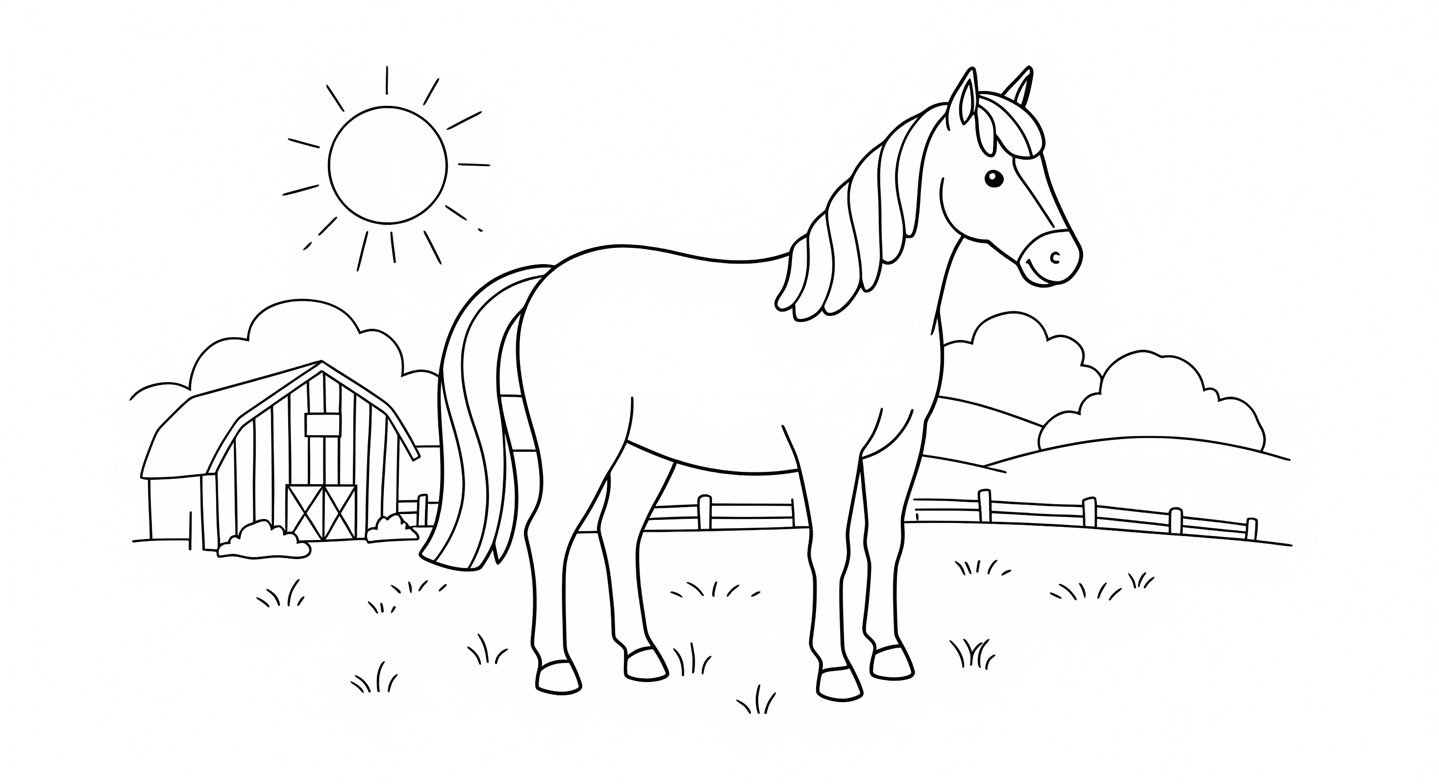 Cheval griffonnage facile — Coloriage à imprimer gratuit
