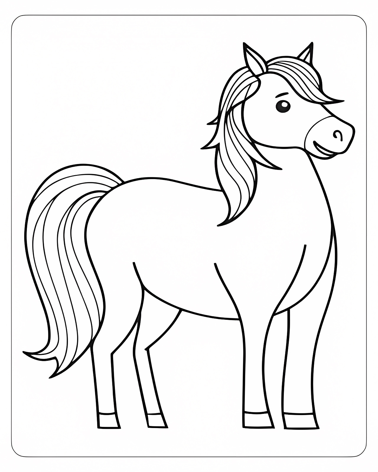 Cheval noir et blanc — Coloriage à imprimer gratuit