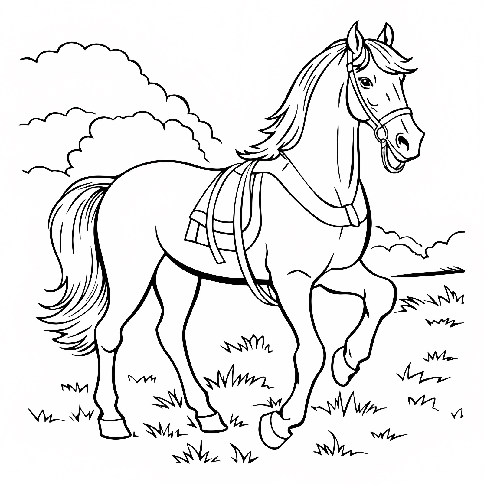 Cheval dessin animé — Coloriage à imprimer gratuit