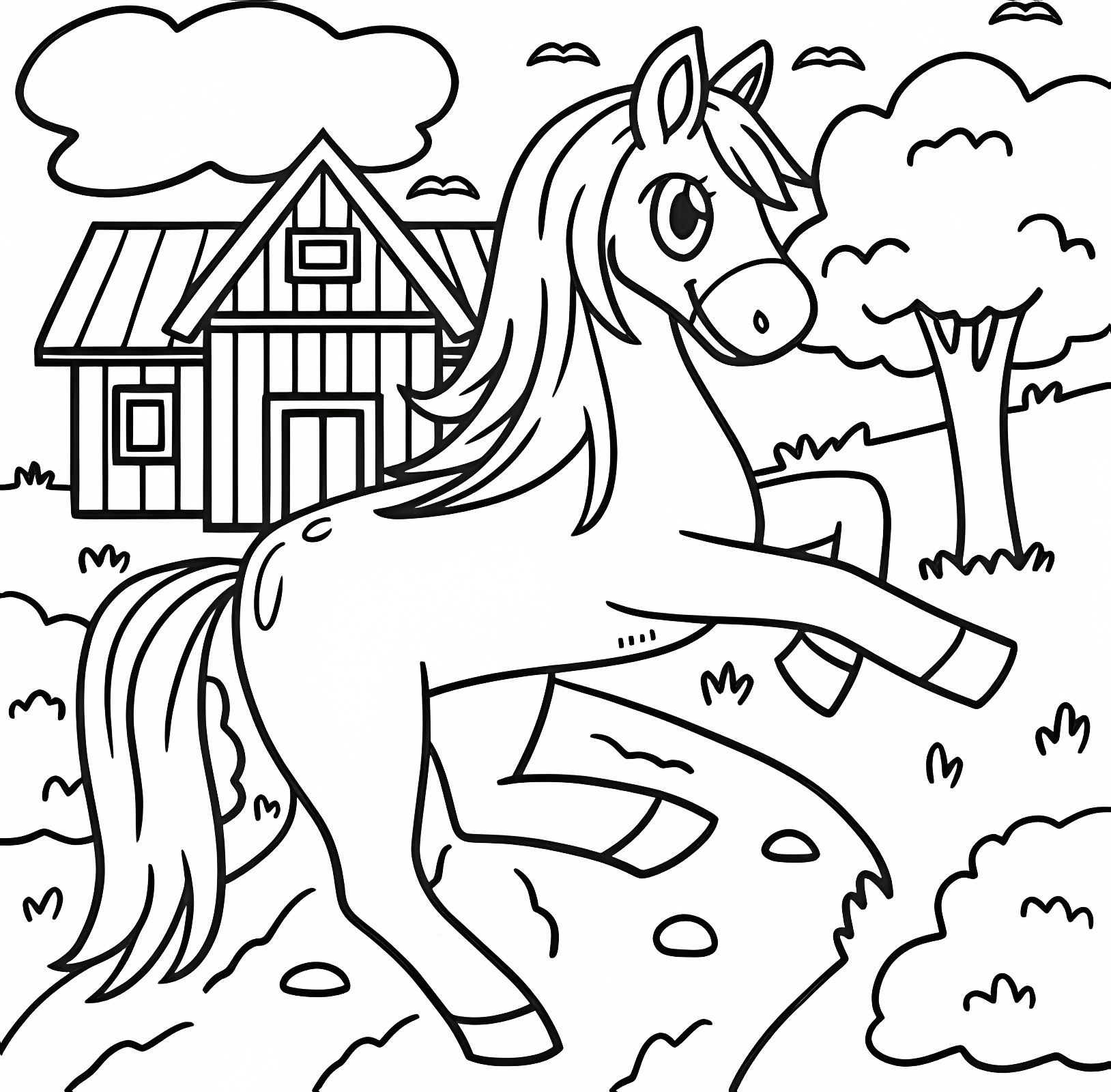 Cheval animal coloriage — Coloriage à imprimer gratuit