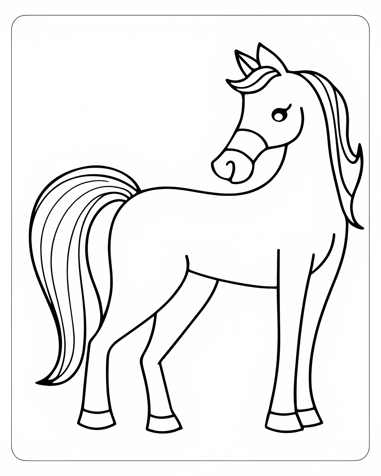 Cheval pages noir et blanc — Coloriage à imprimer gratuit