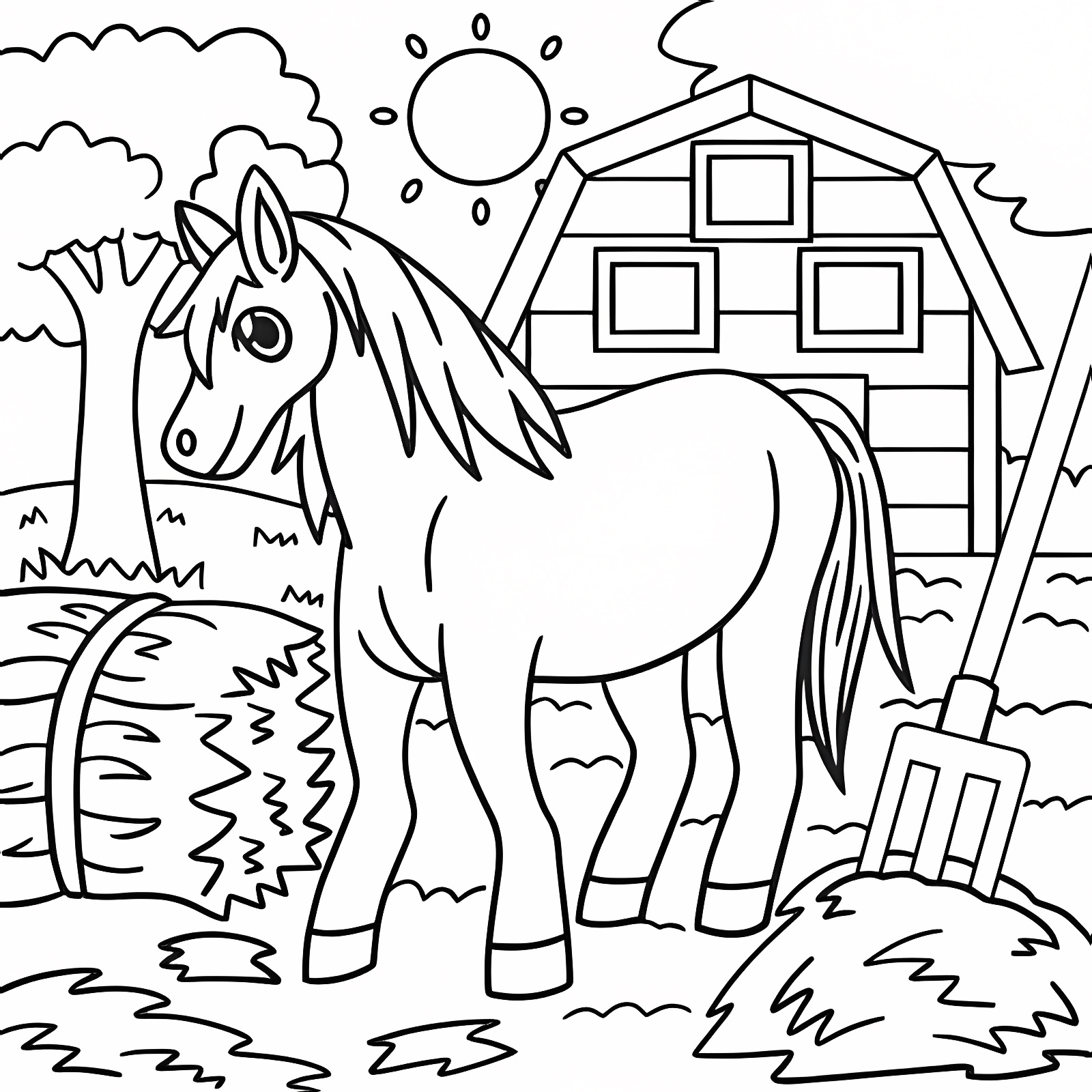 Cheval coloriage simple — Coloriage à imprimer gratuit