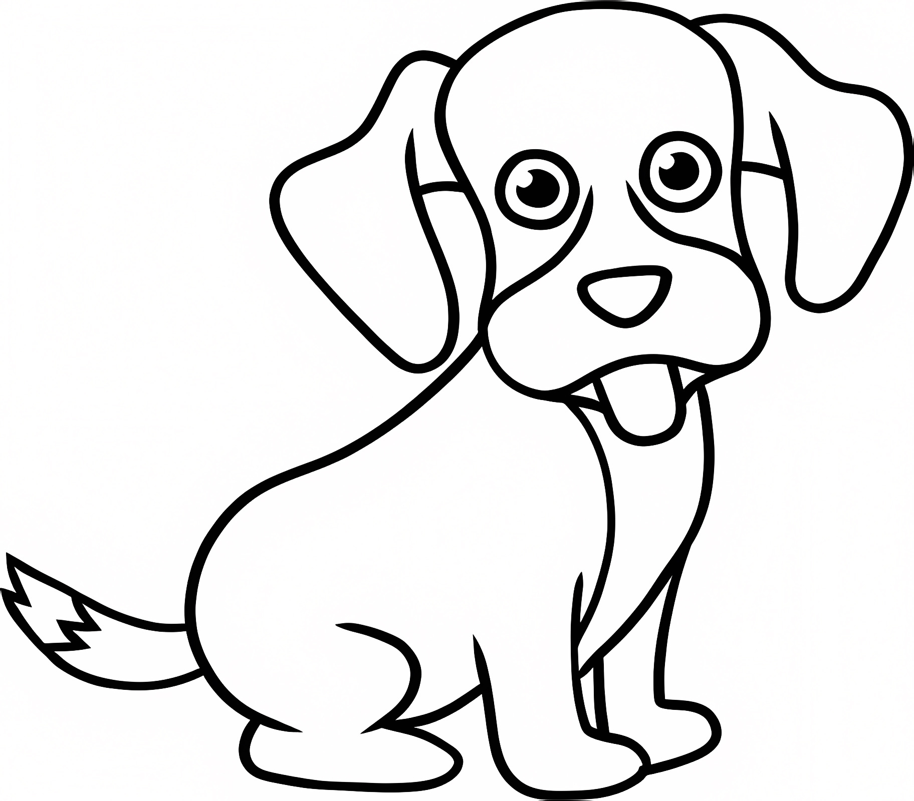 Chien dessin contour — Coloriage à imprimer gratuit