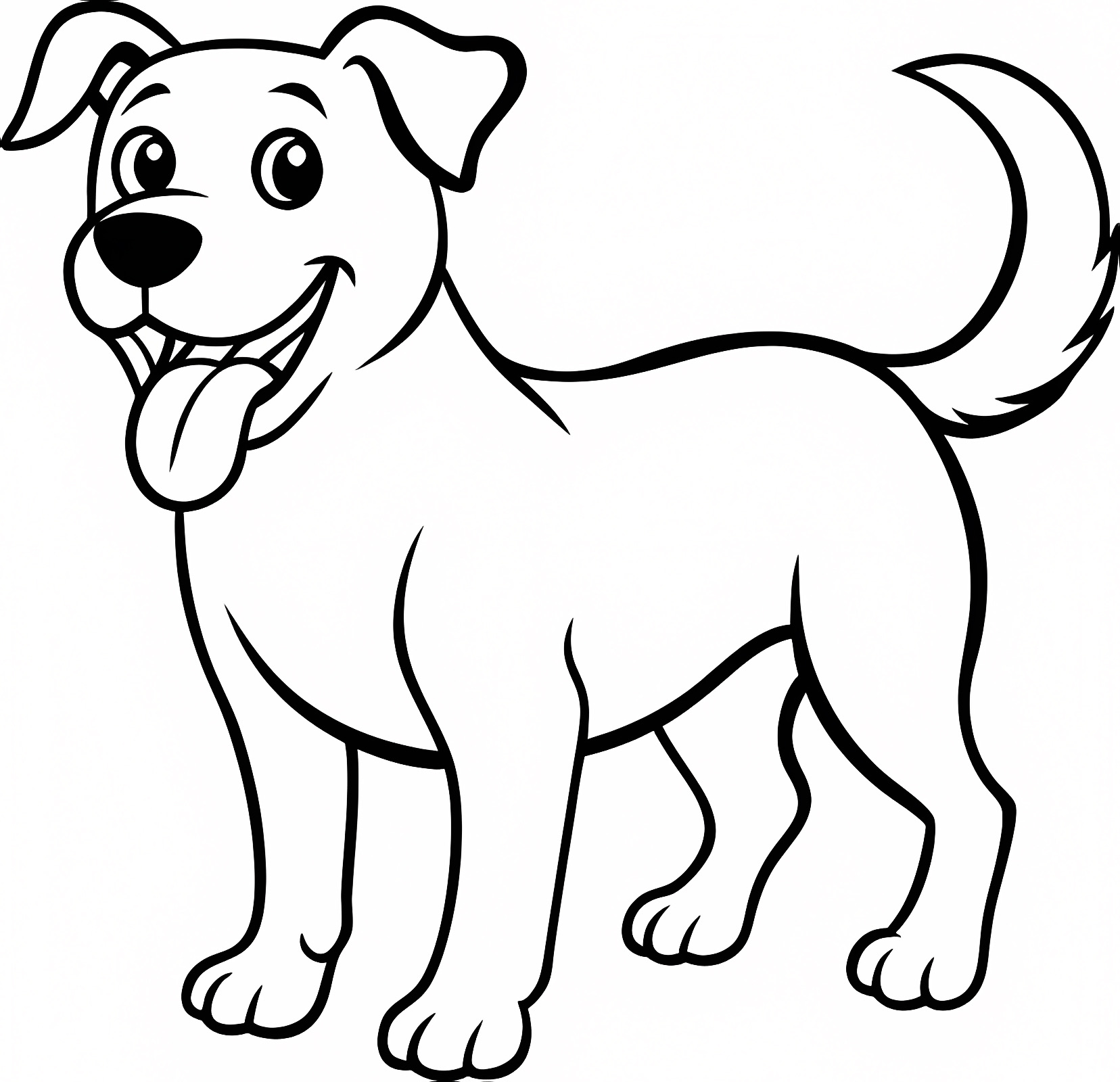 Chien espiègle noir et blanc — Coloriage à imprimer gratuit