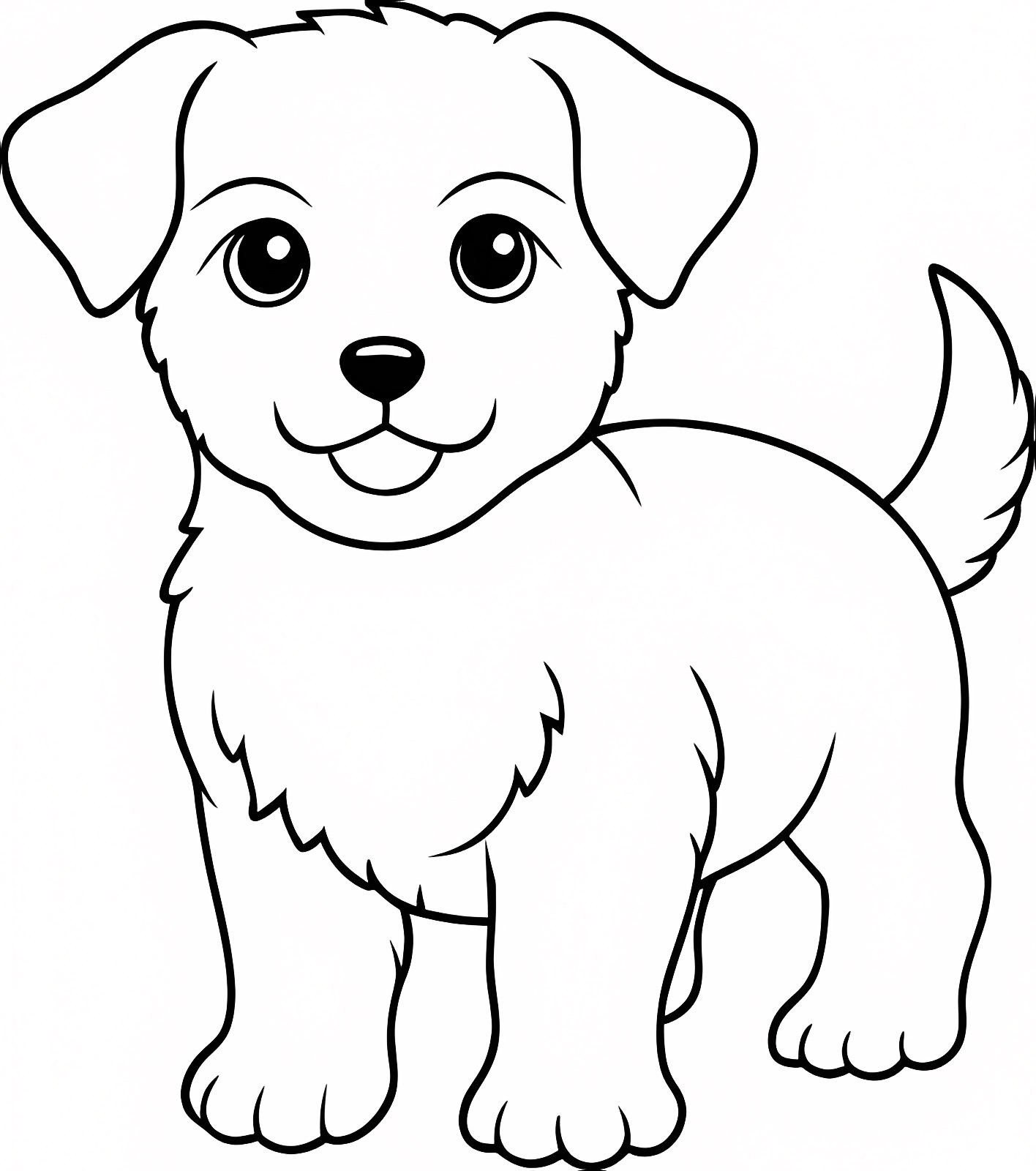 Petit chien souriant — Coloriage à imprimer gratuit