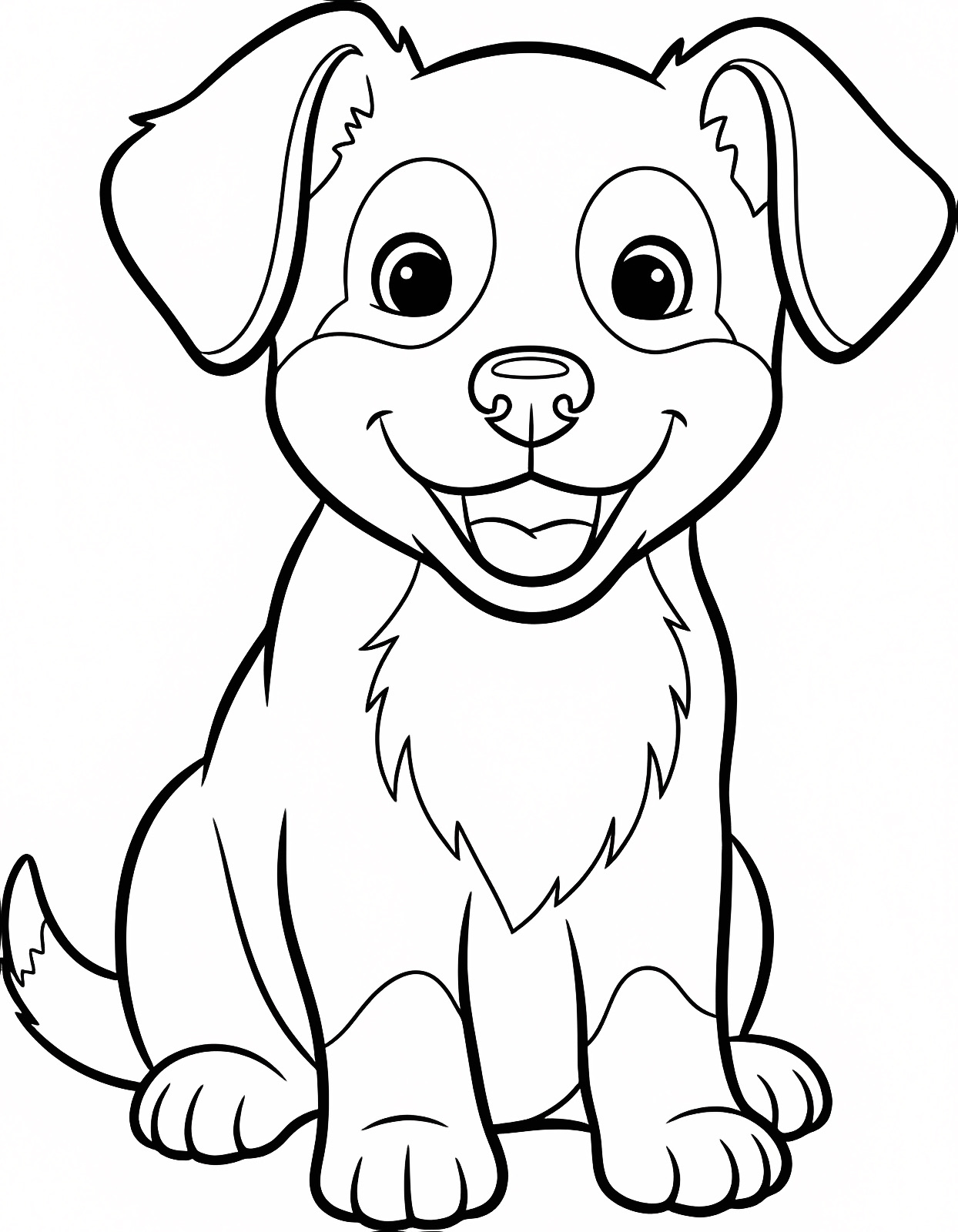 Chiot heureux et souriant — Coloriage à imprimer gratuit