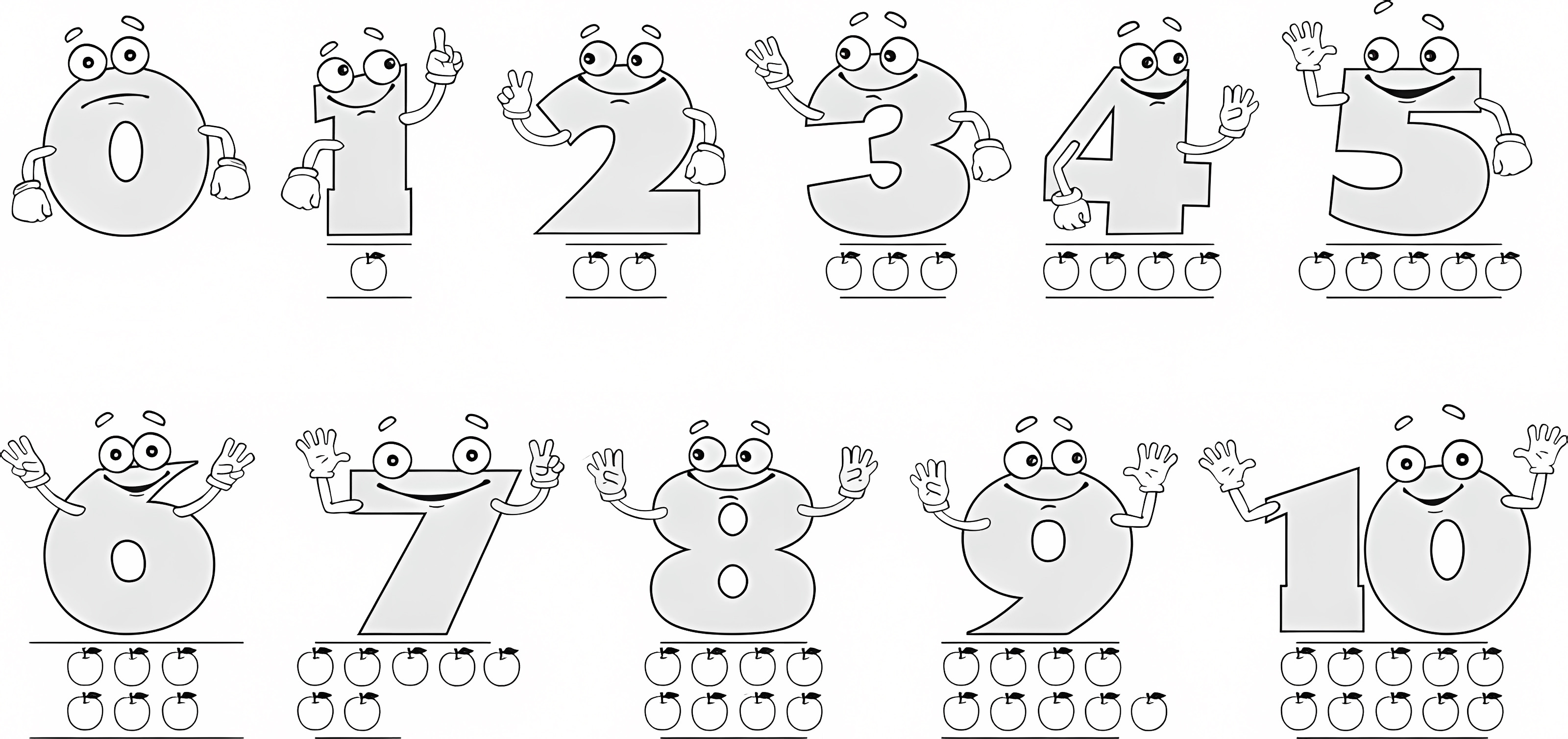 Chiffres cartoon à colorier — Coloriage à imprimer gratuit