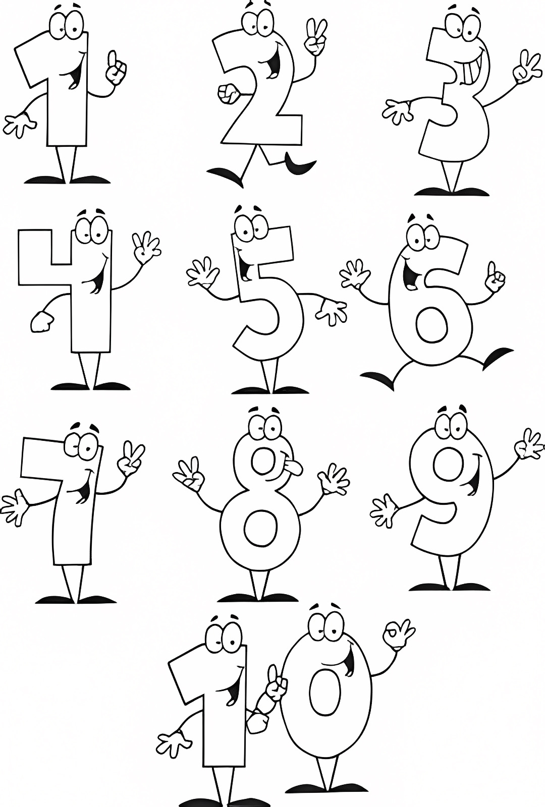 Collection de nombres colorés — Coloriage à imprimer gratuit