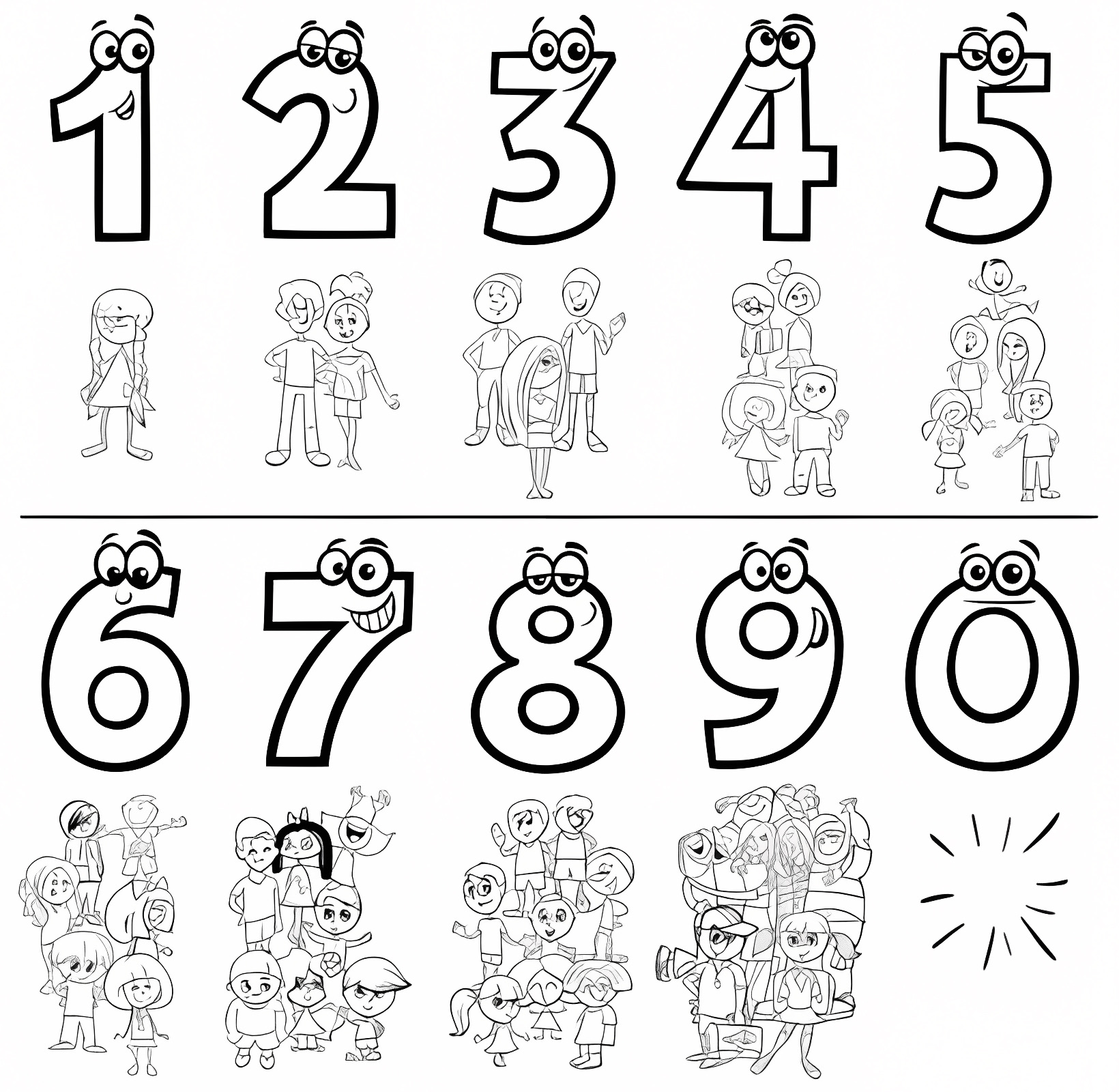 Chiffres amusants à colorier — Coloriage à imprimer gratuit