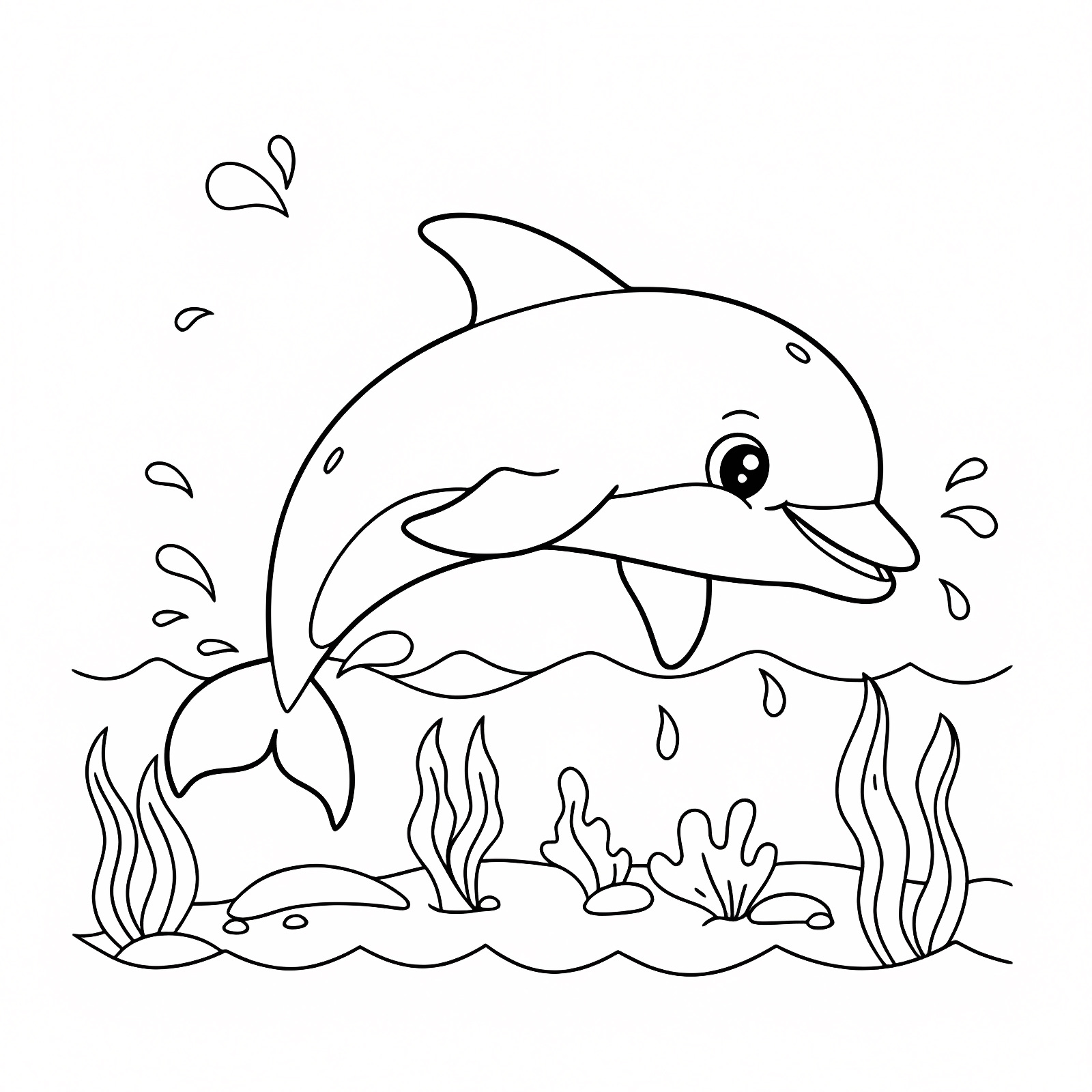 Dauphin coloriage enfants — Coloriage à imprimer gratuit