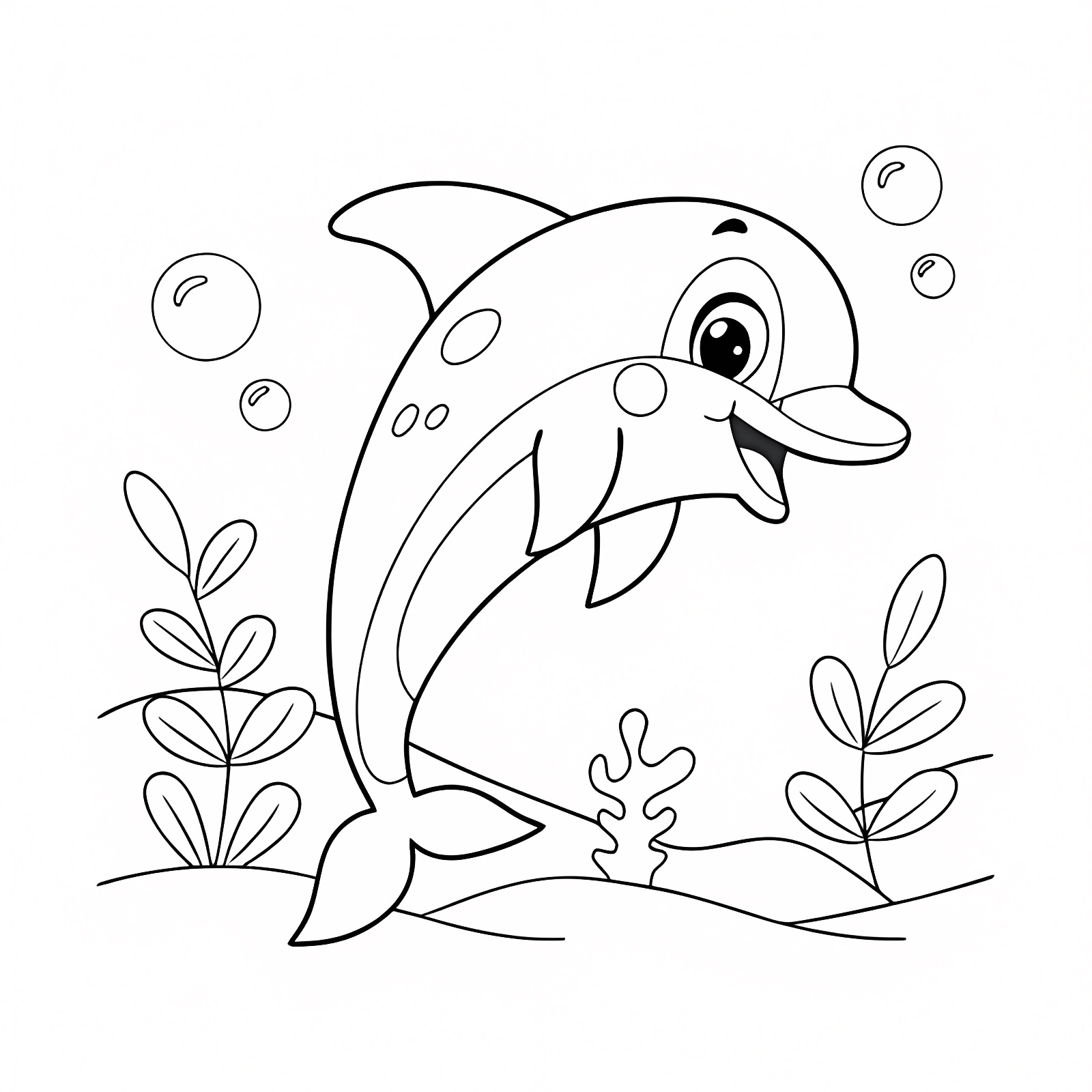 Dauphin mignon icône — Coloriage à imprimer gratuit