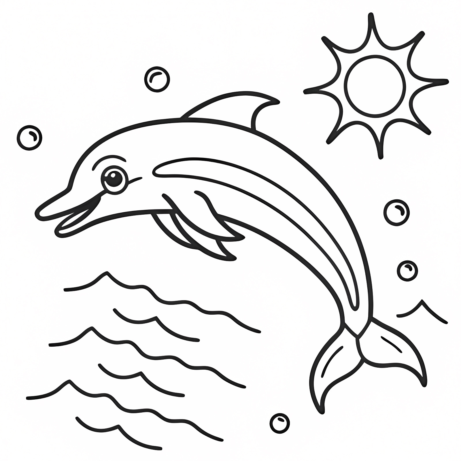 Dauphin lignes nettes — Coloriage à imprimer gratuit