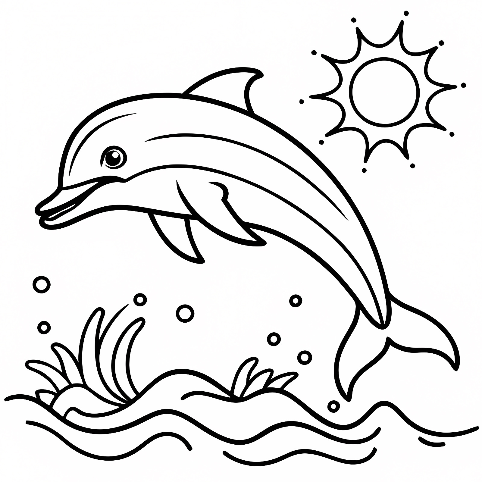 Dauphin monochrome — Coloriage à imprimer gratuit