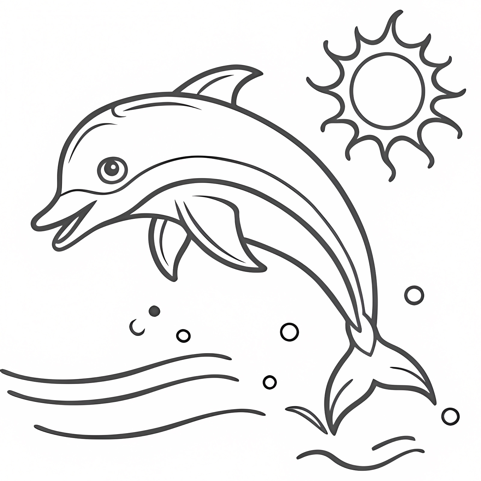 Dauphin ligne dessin — Coloriage à imprimer gratuit