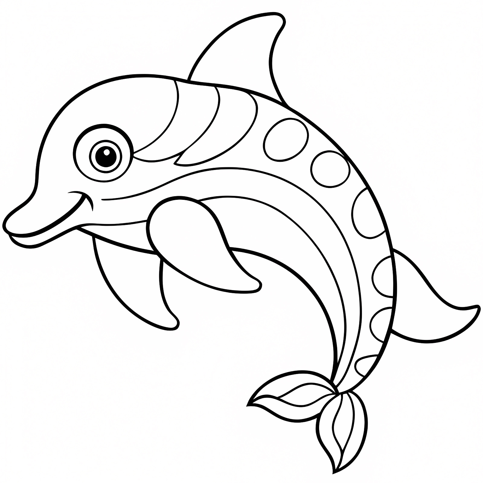 Dauphin mignon avec lignes — Coloriage à imprimer gratuit