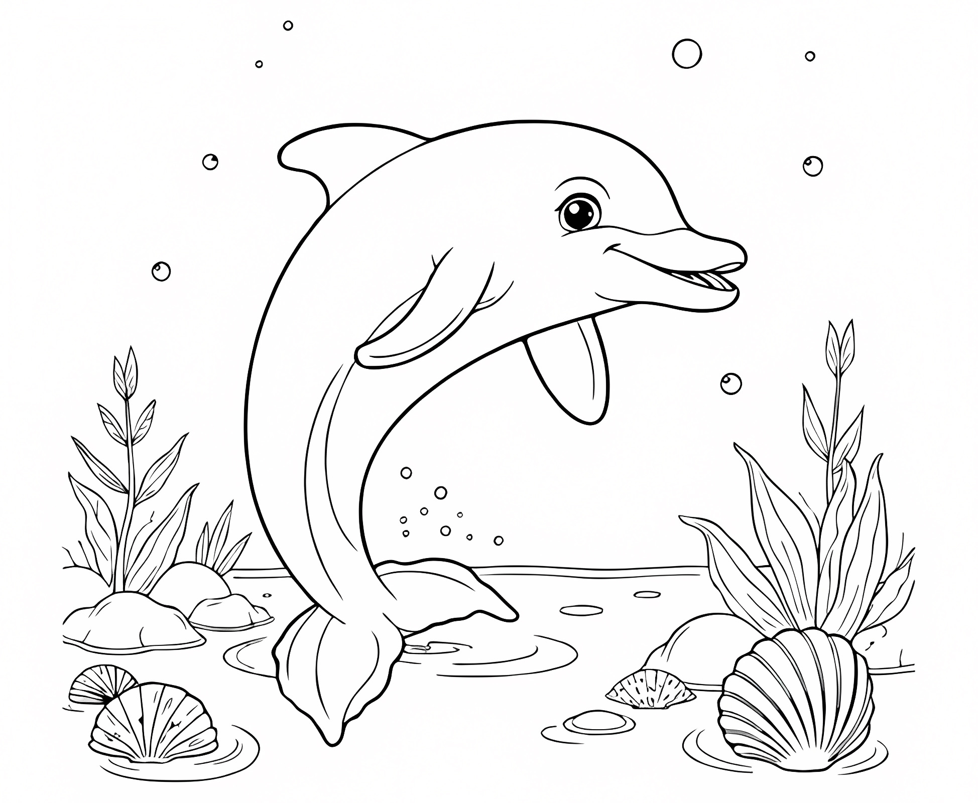 Dauphin heureux sautant — Coloriage à imprimer gratuit