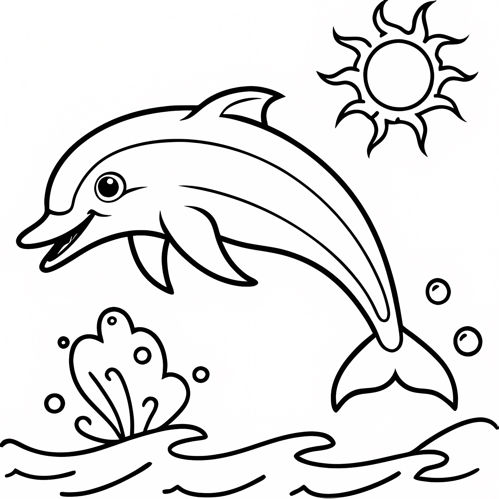 Dauphin facile ligne art — Coloriage à imprimer gratuit