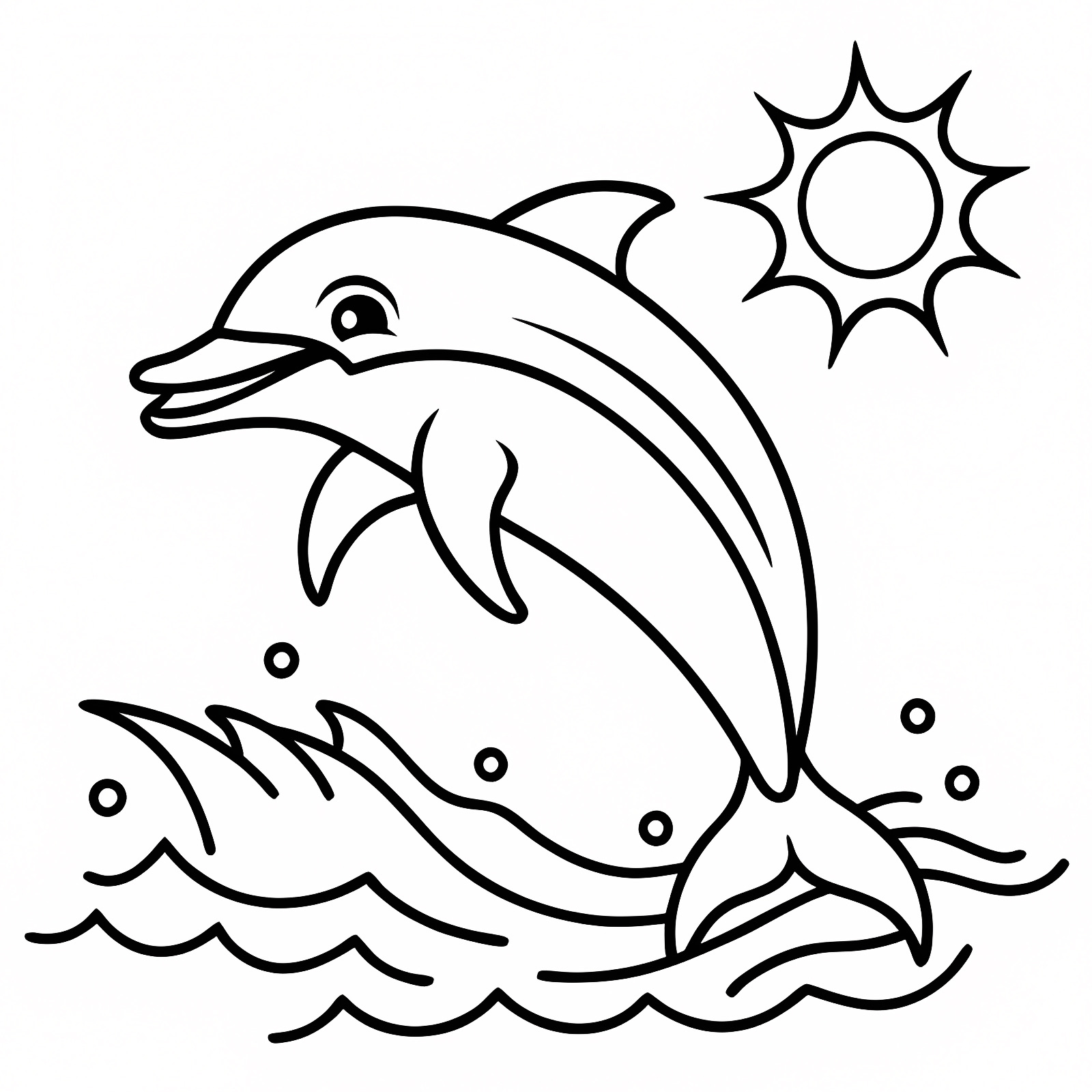 Dauphin monochrome dessin — Coloriage à imprimer gratuit