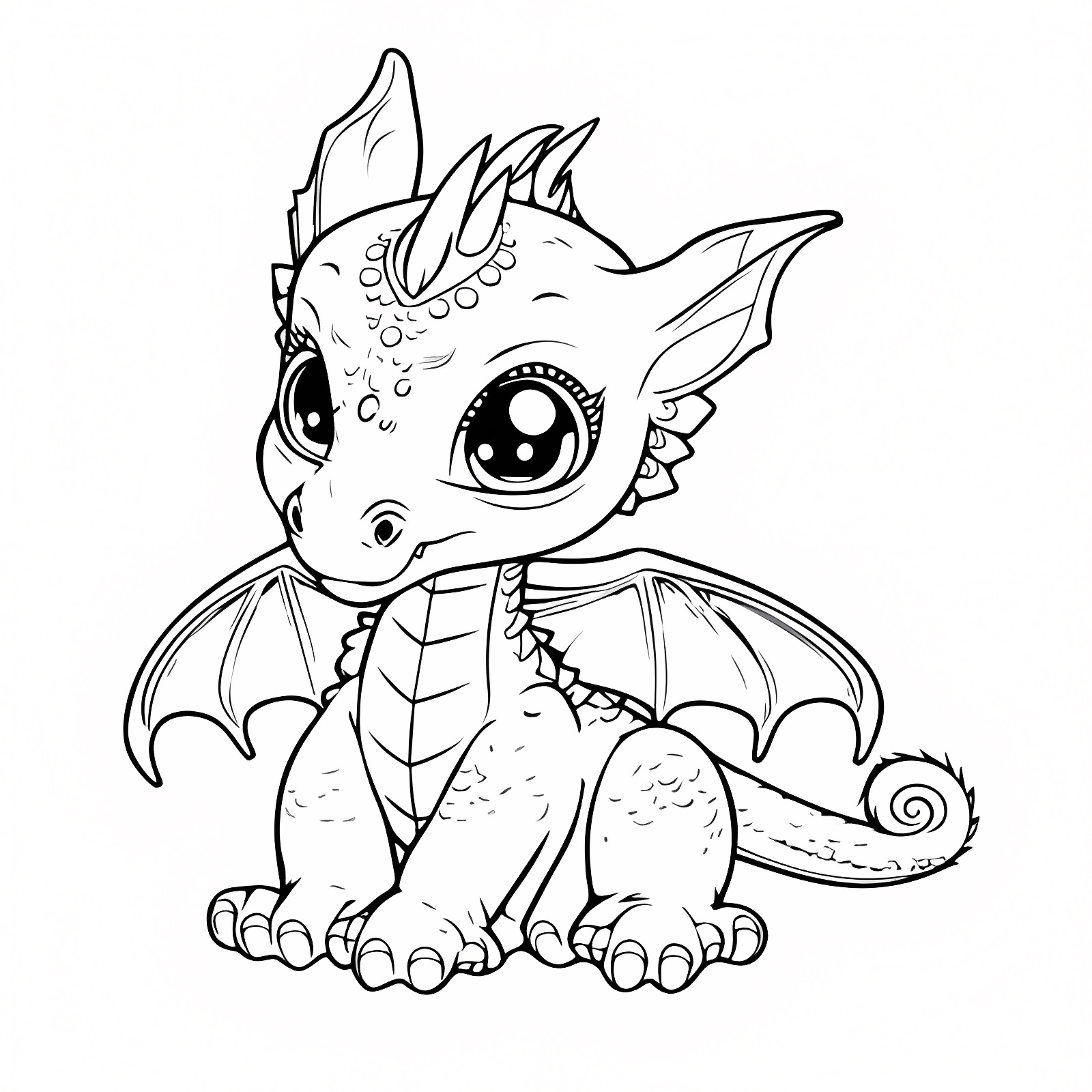 Bébé dragon mignon — Coloriage à imprimer gratuit