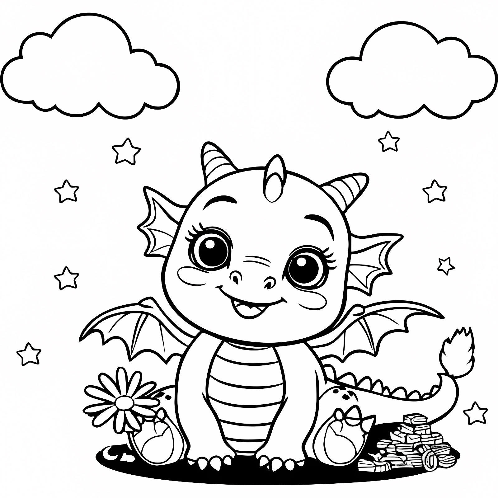 Dragon magique — Coloriage à imprimer gratuit