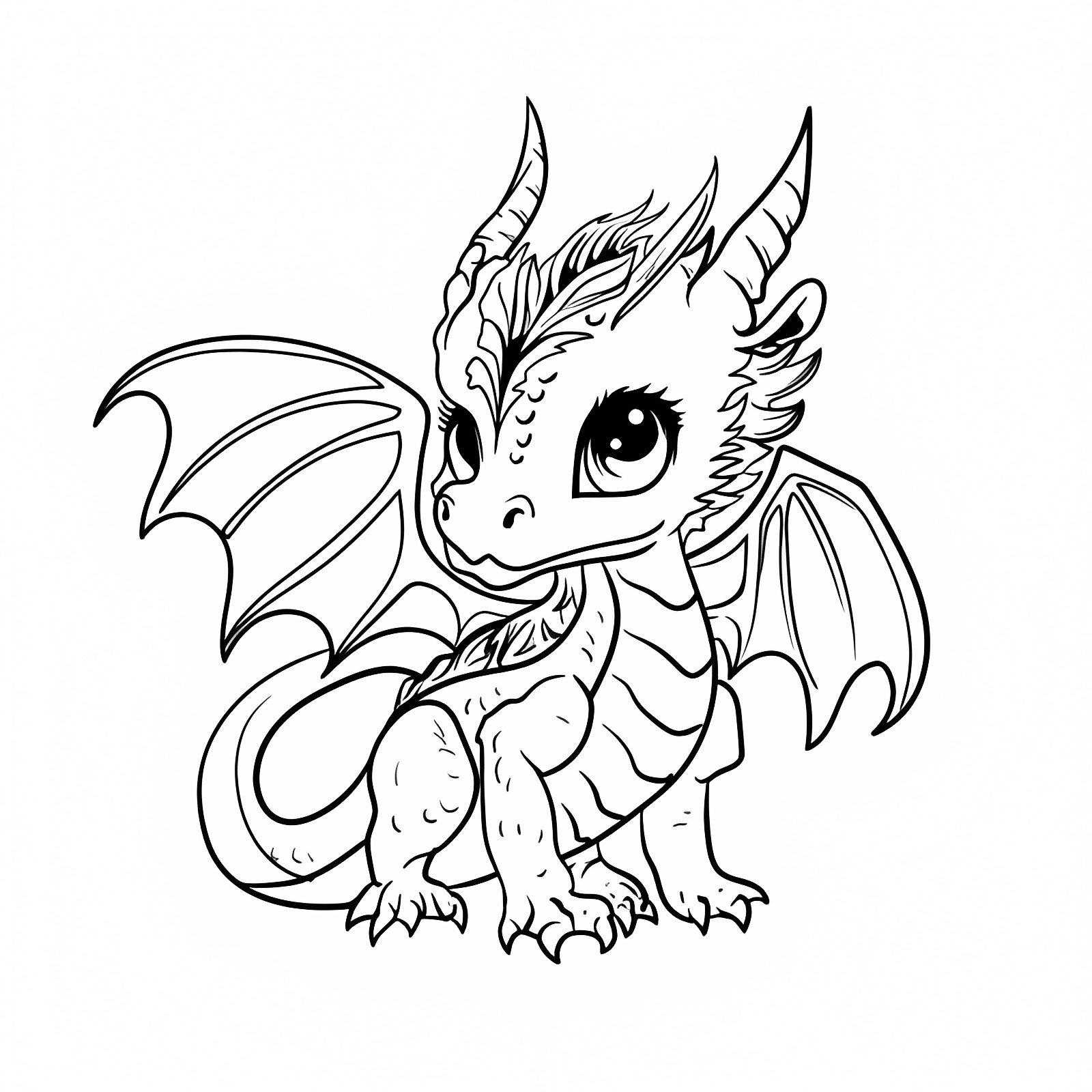 Dragon ailé — Coloriage à imprimer gratuit
