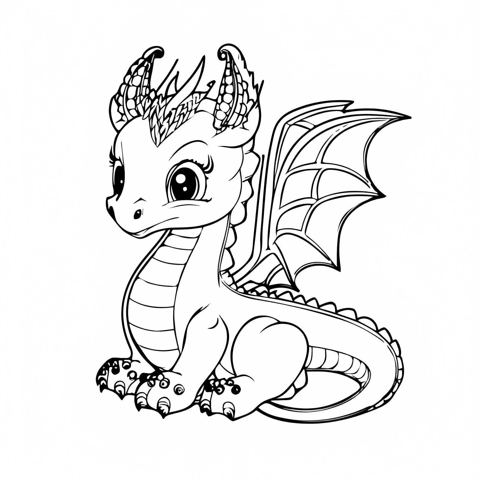 Dragon qui crache du feu — Coloriage à imprimer gratuit