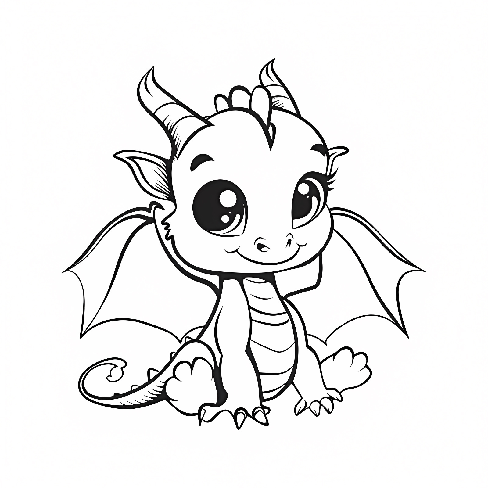 Petit dragon espiègle — Coloriage à imprimer gratuit