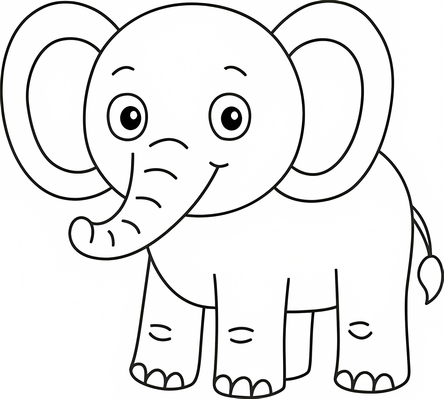 Éléphant mignon kawaii — Coloriage à imprimer gratuit